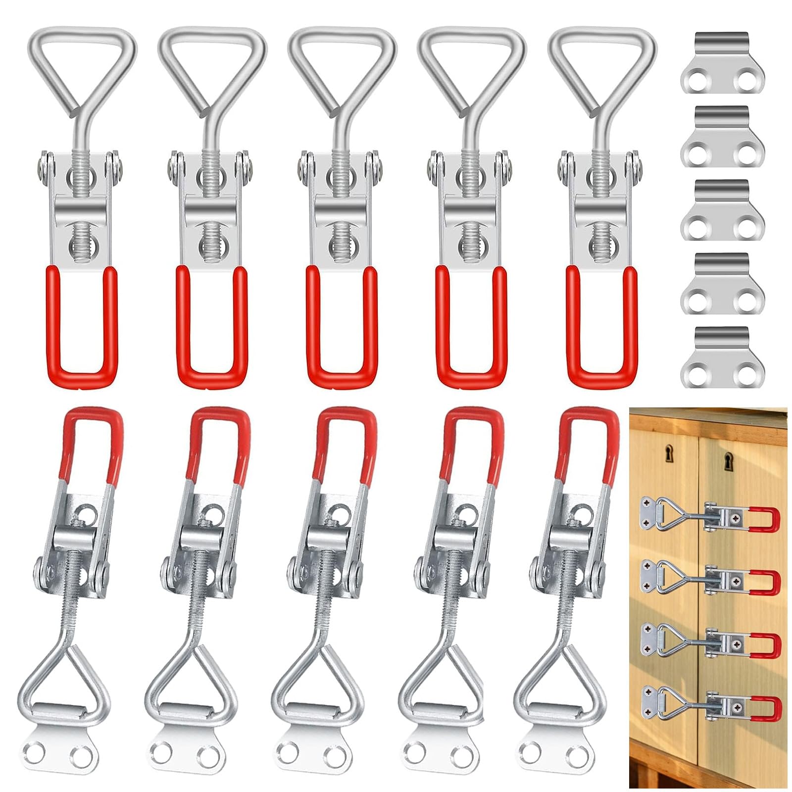 15 Chiusure A Leva Metalliche - Serrature Regolabili Per Armadi E Porte, Capacità 100kg - Foto 10