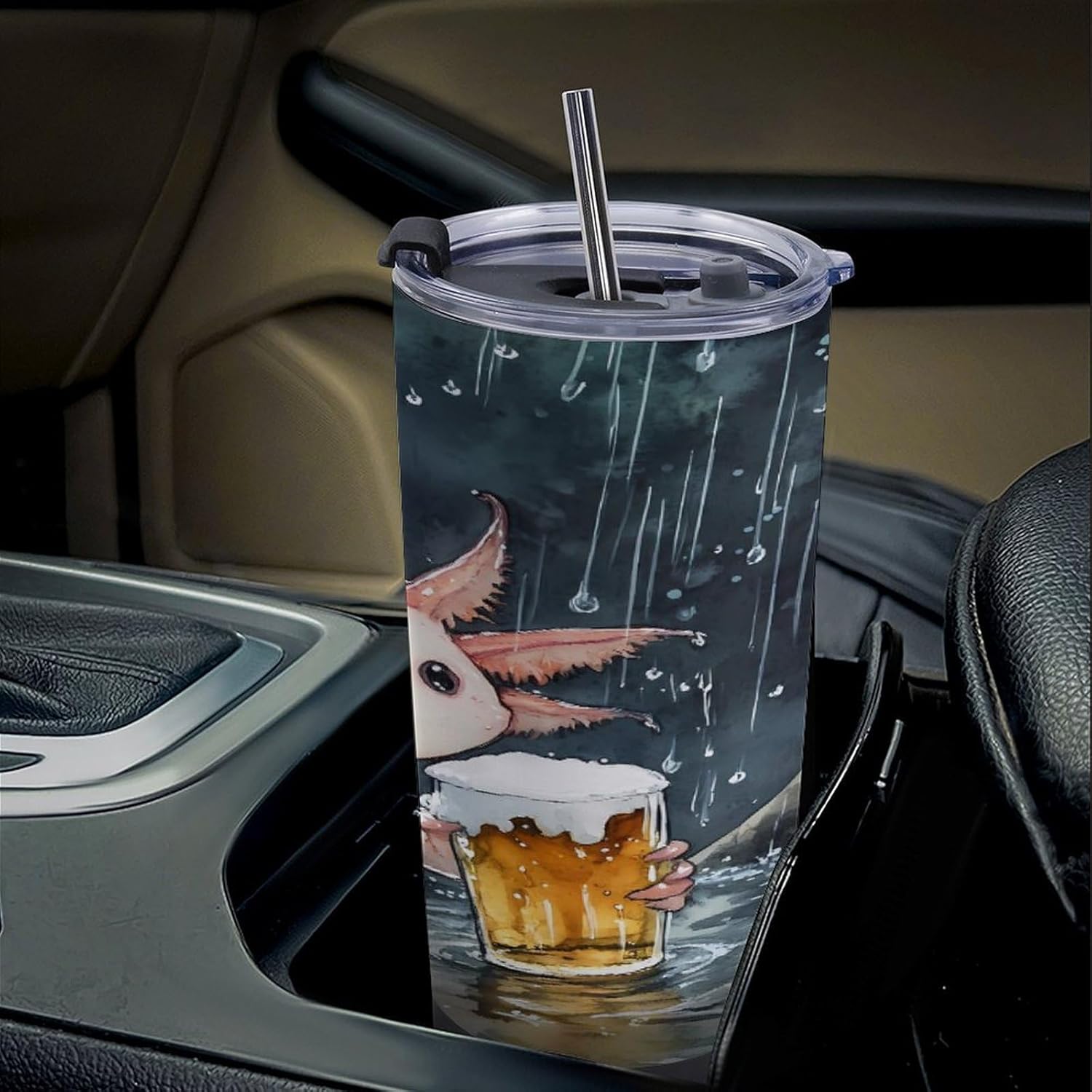 Funny Axolotl Beer Travel Coffee Mug Stainless Steel Insulated Tumbler Water Bottle Tea Cup for Home Office