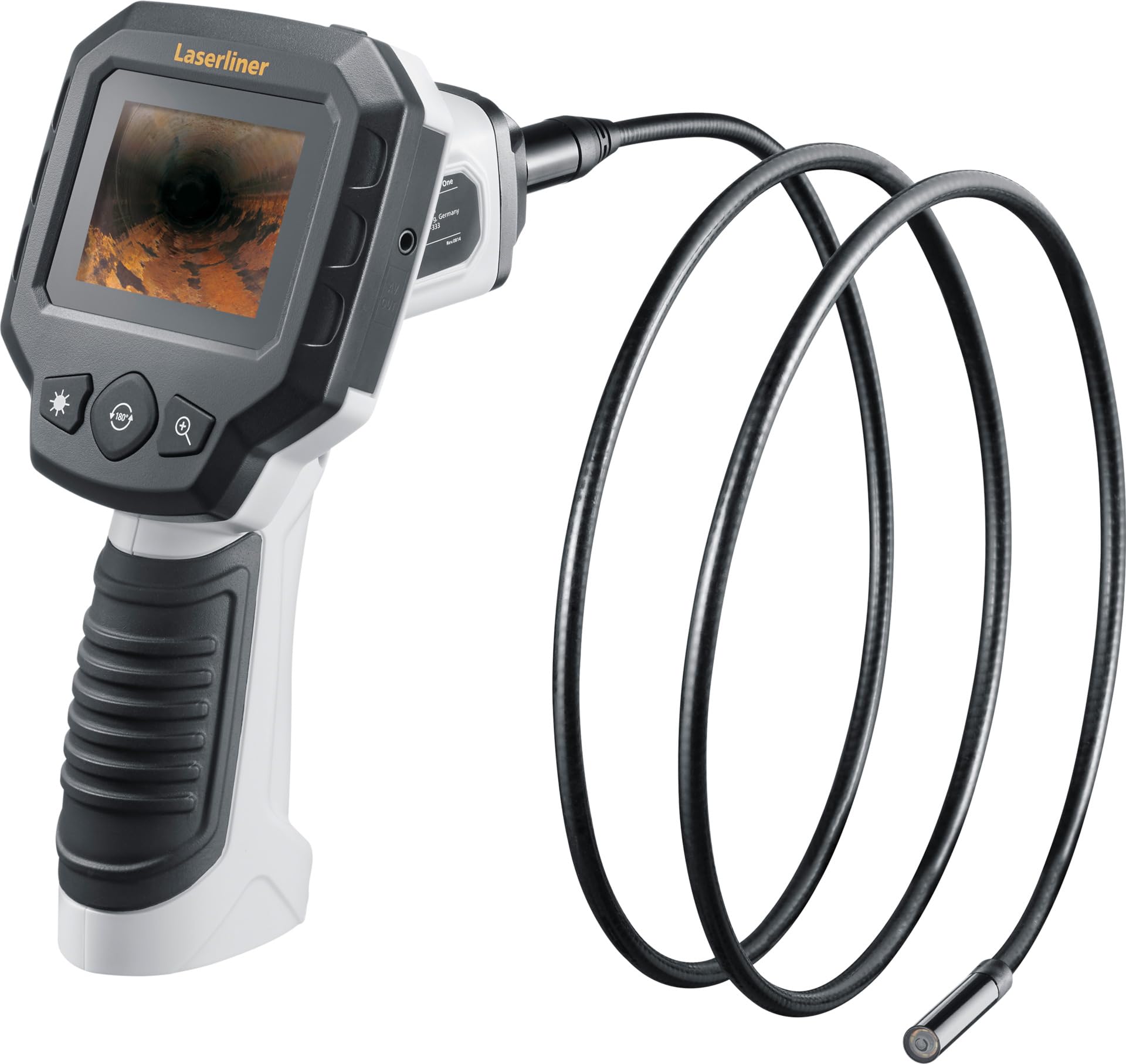 Laserliner VideoScope One, Videoinspektor, Sonde 1,5 m / Ø 6 mm | Wasserdichter Kamerakopf, 4 LED-Leuchten, LC-Display, Digitalzoom und Bildrotation, Für Rohr-, Wand- und KFZ-Inspektionen