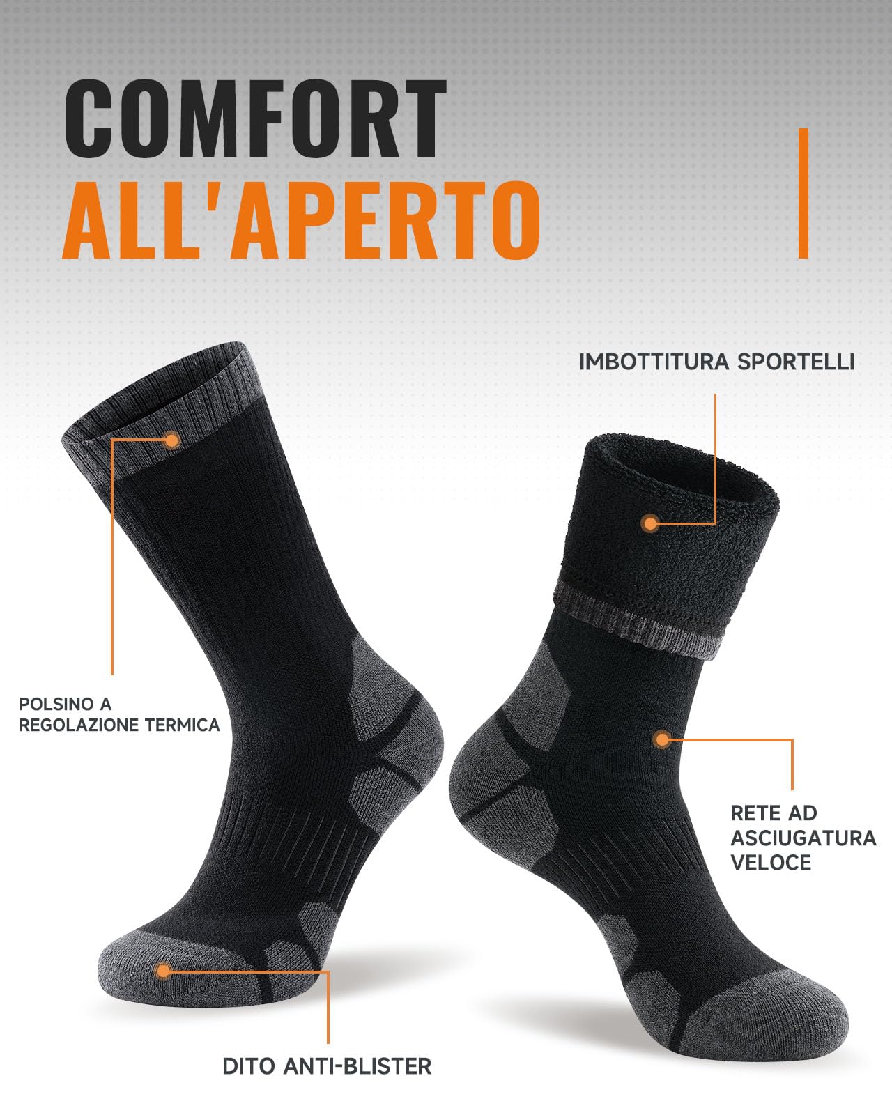 Alaplus Calzini Trekking in Lana Merino, Caldi Calzini Cotone Calze per Donna Uomo,Sportivi Calze Anti Vesciche per Escursionismo Trail, 3 paia
