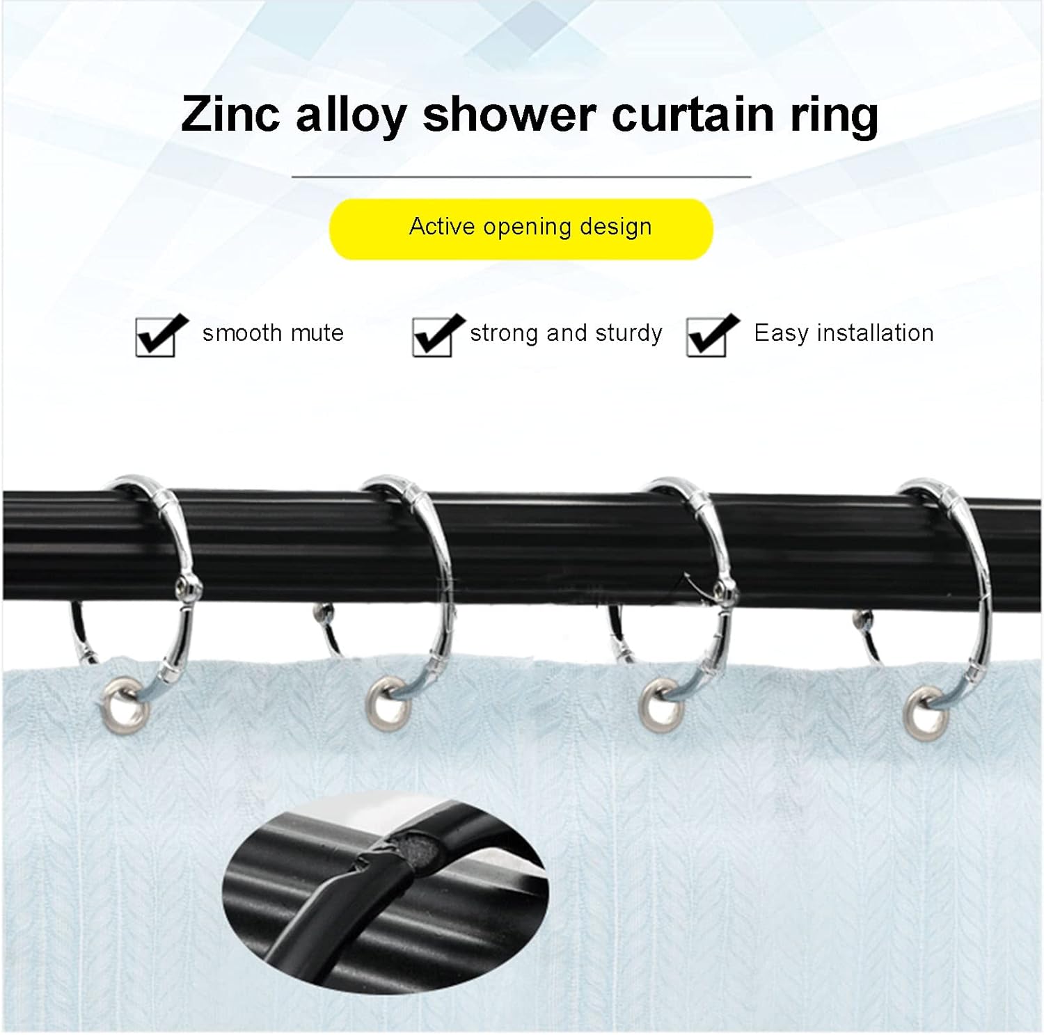 Shower Curtain Hooks Zinc Alloy Decorative Shower Rings for Bathroom Shower Rod Glide Smoothly Round Shower Rings 20Pcs,d