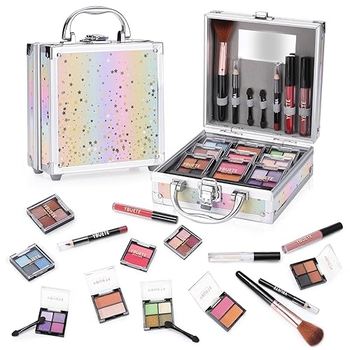 Juego de maquillaje para principiantes para adolescentes, niñas, mujeres, regalo de maquillaje para ella, kit de maquillaje con estuche de tren de