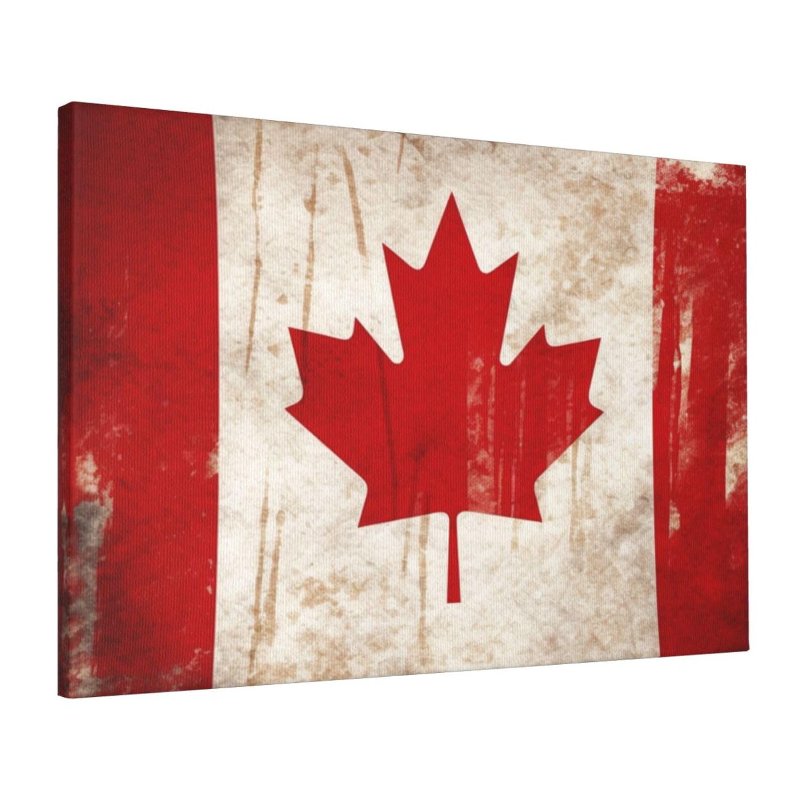 QSMJKLD Wall Art Decoration Retro Canada Flag Canvas Prints Wall Decor Hanging Picture Modern Artworks Poster Home Decorations Aesthetic Printings for Living Room Bedroom 16x24in Unframed