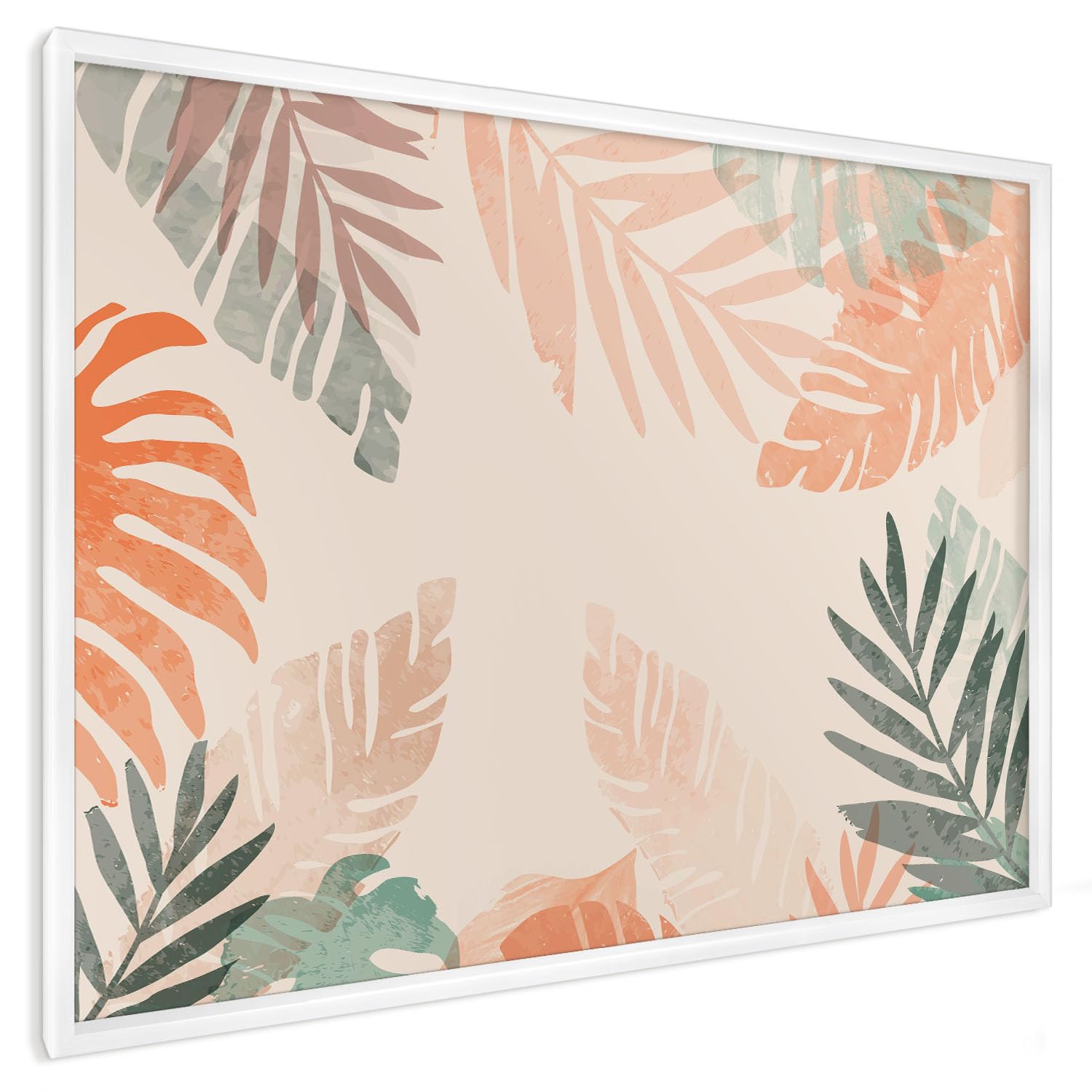 Panel Magnético Informativo 100x70 cm | con Marco Blanco | Hojas Tropicales | Montaje Fácil | Pizarra de Pared | Para Restaurante y Bar | Expositor para Menú, Ofertas del Día