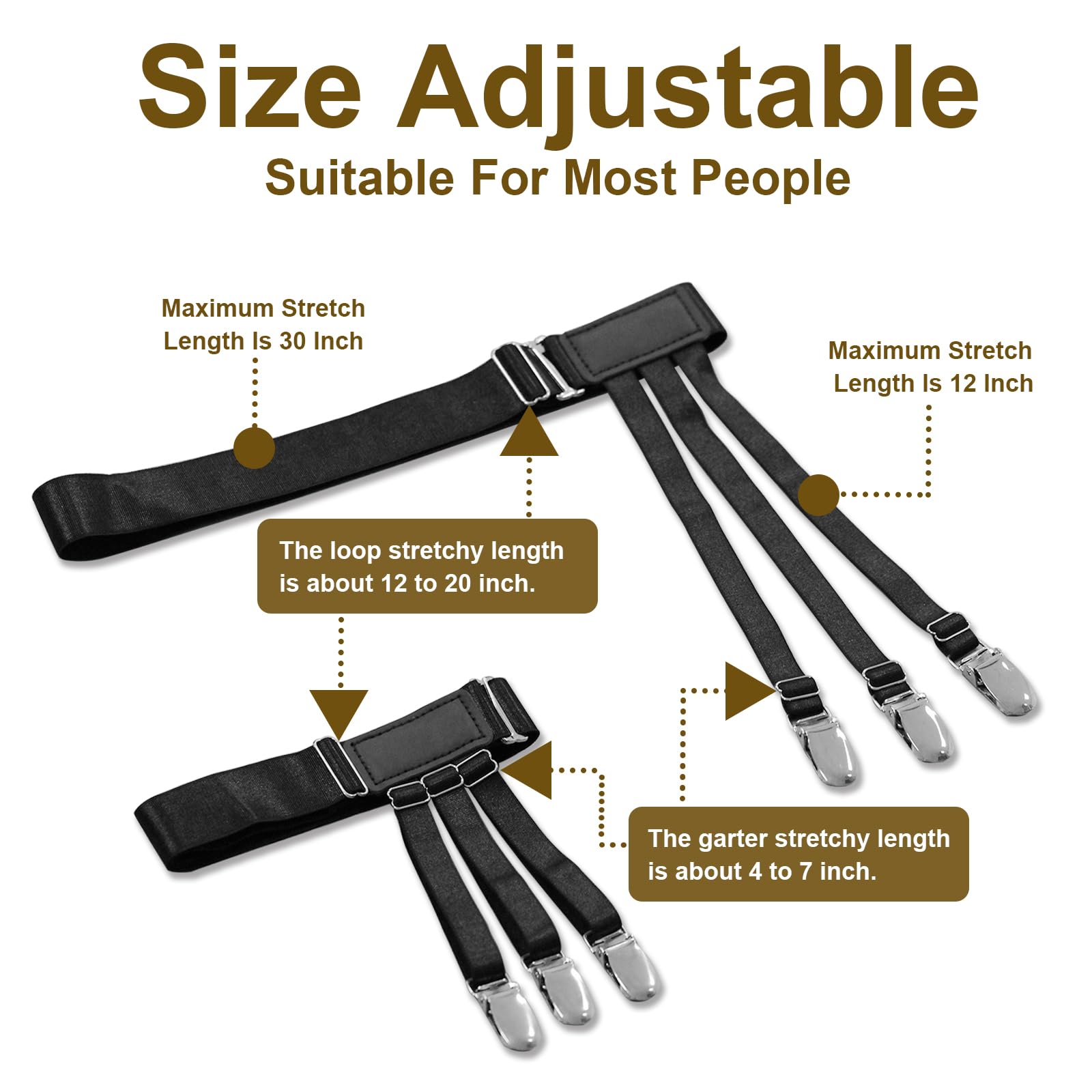 Soportes para camisa para hombre, policía, clips de camisa 3.0, accesorios de traje, para hombre, con ligas elásticas ajustables, soportes para camisas, tirantes para cinturón para mujeres