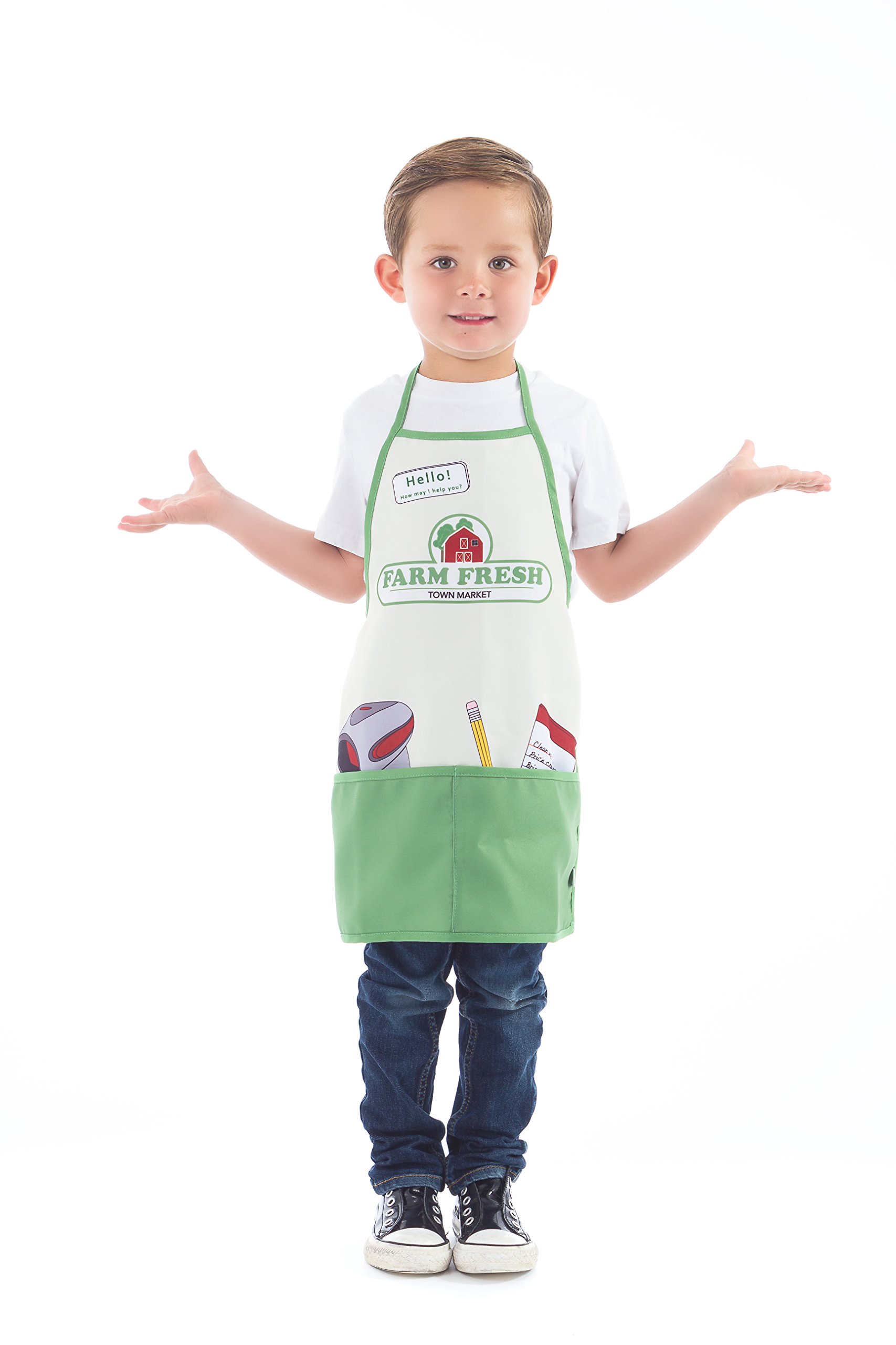 green emerald velvet dress Little Grocery Market Apron Roleplay Dress Up : Amazon.in: Toys & Games