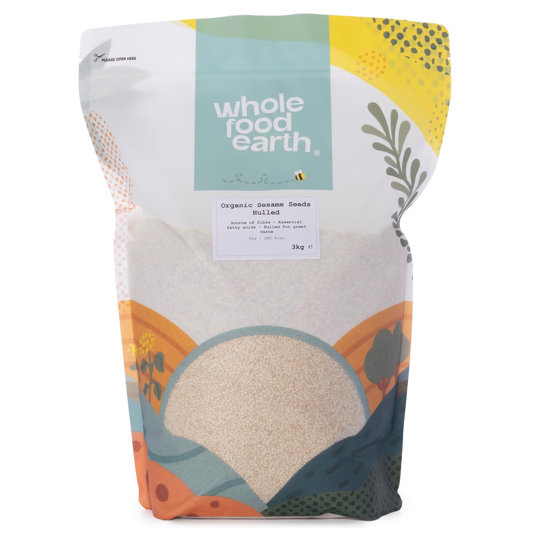 Wholefood Earth Organic Sesame Seeds Hulled 3kg Raw | GMO Free | Vegan | Certified Organic