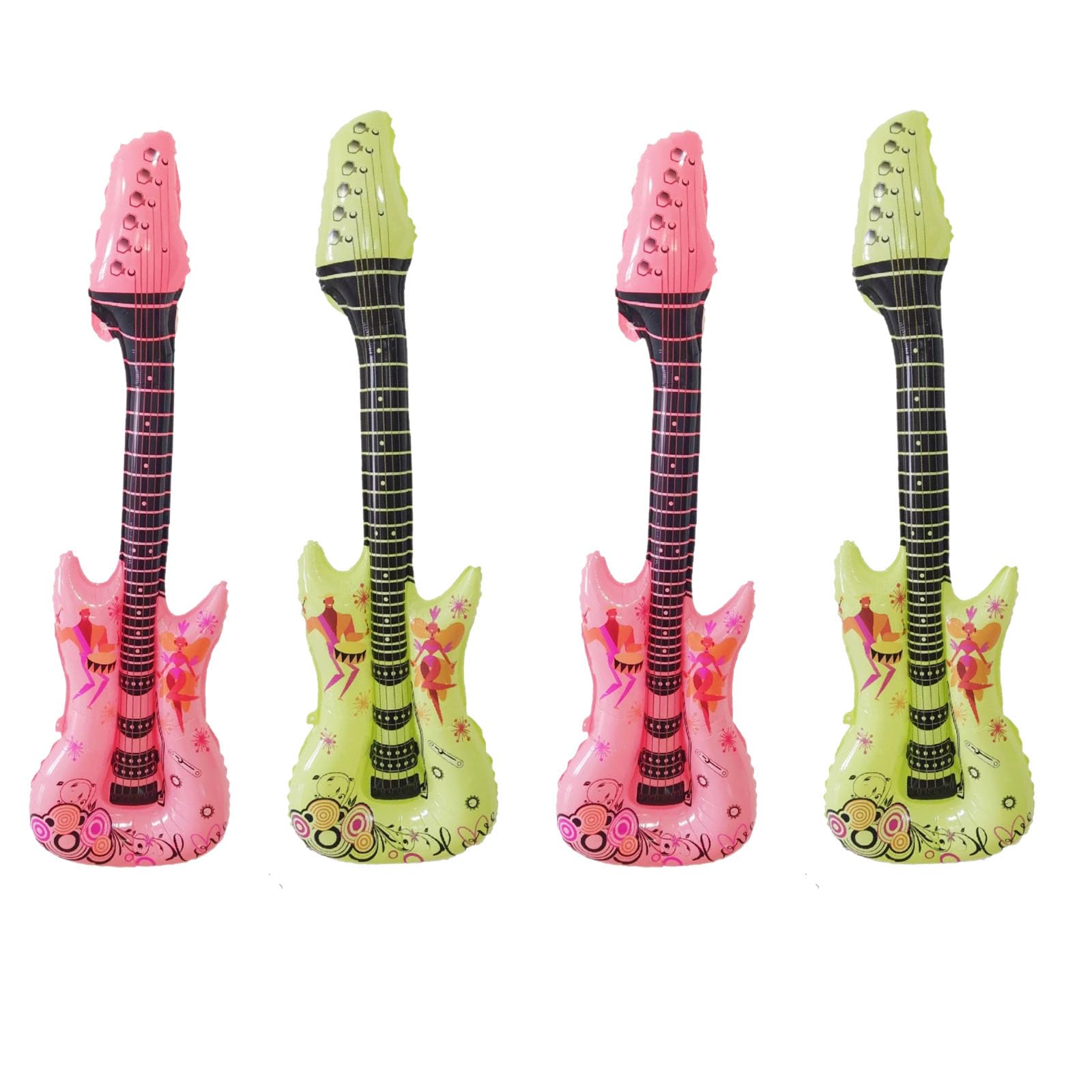 4PCS Guitar Foil Balloons 35 Inch Rock Star Inflatable Guitar Balloons Boys Girls Birthday Assorted Colors Party Decoration