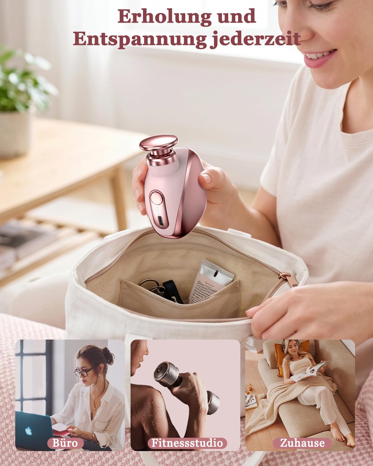 Mini-Massagepistole für Damen : 169g Ultraleicht,Geringe Vibrationen,Extrem Leise Tiefengewebe Percussion Massagegerät - Tragbares Handmassagegerät für Outdoor-Aktivitäten, Reisen, Büro und Frauen