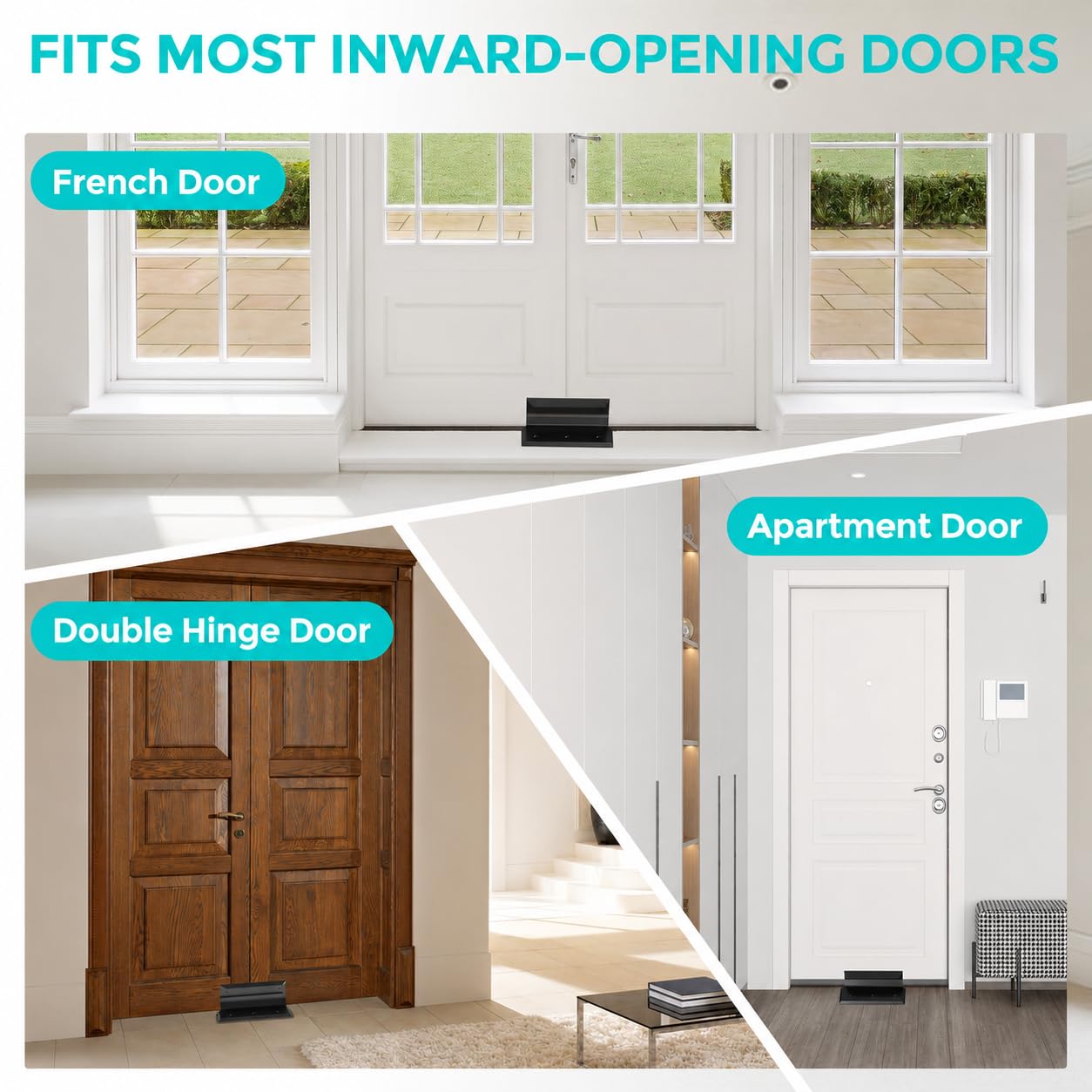 Soporte de seguridad para puerta – Barricada de bloqueo de puerta de aleación de aluminio resistente – Barricada de seguridad para puerta interior con imperfecciones, puertas estándar, puertas