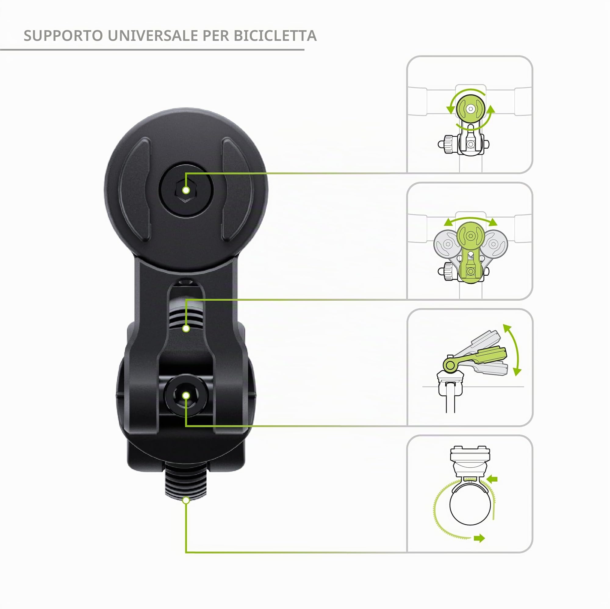 SP CONNECT Bike Bundle II | SPC+ | per iPhone 13 mini/12 Mini | per Il Manubrio della Bicicletta per Tutti Gli Smartphone telefoni cellulari