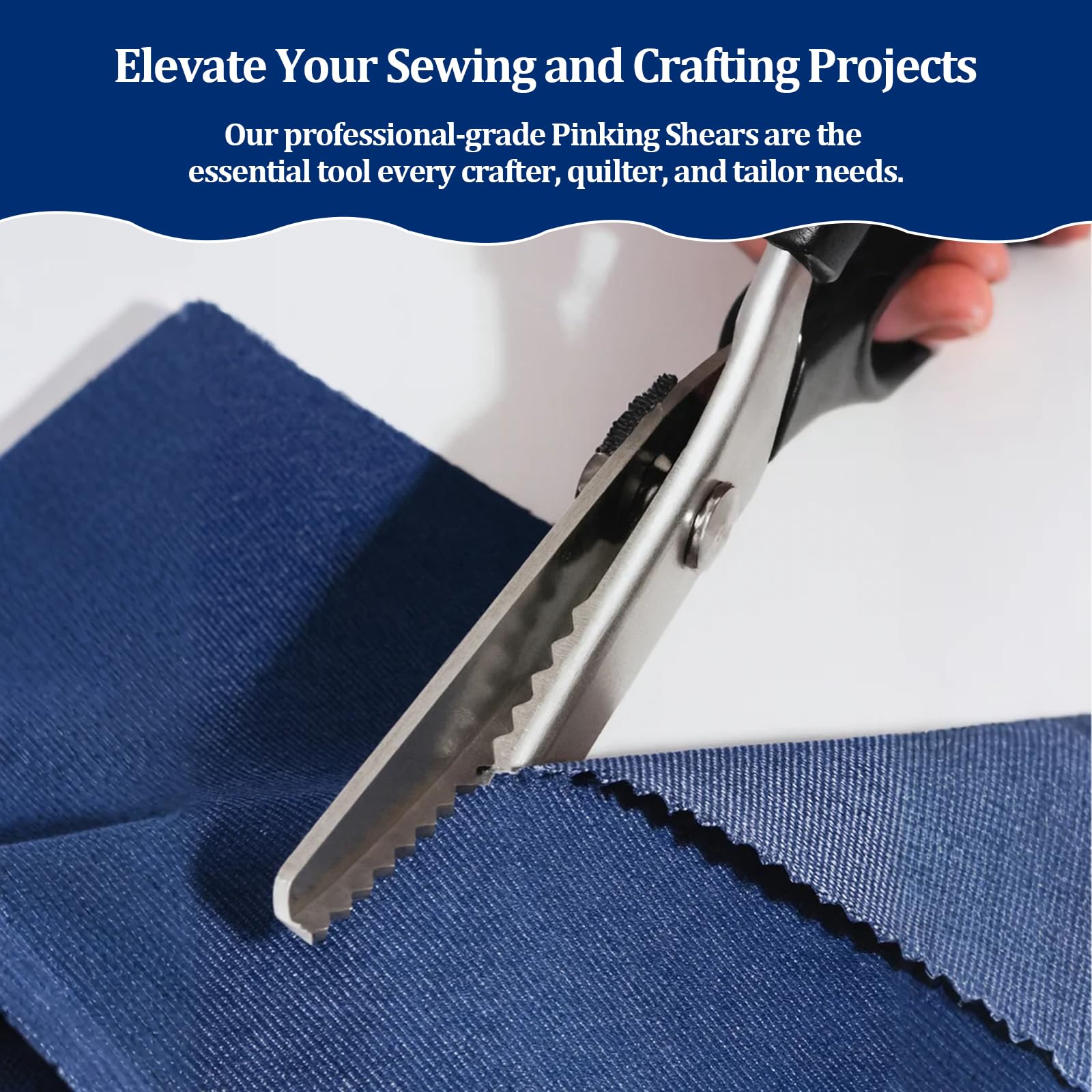 Pinking Shears for Fabric Sewing Scissors with Decorative Zig Zag Edge Handheld Dressmaking for Leather, Paper, Crafting, Quilting & Tailoring (2 Pack)