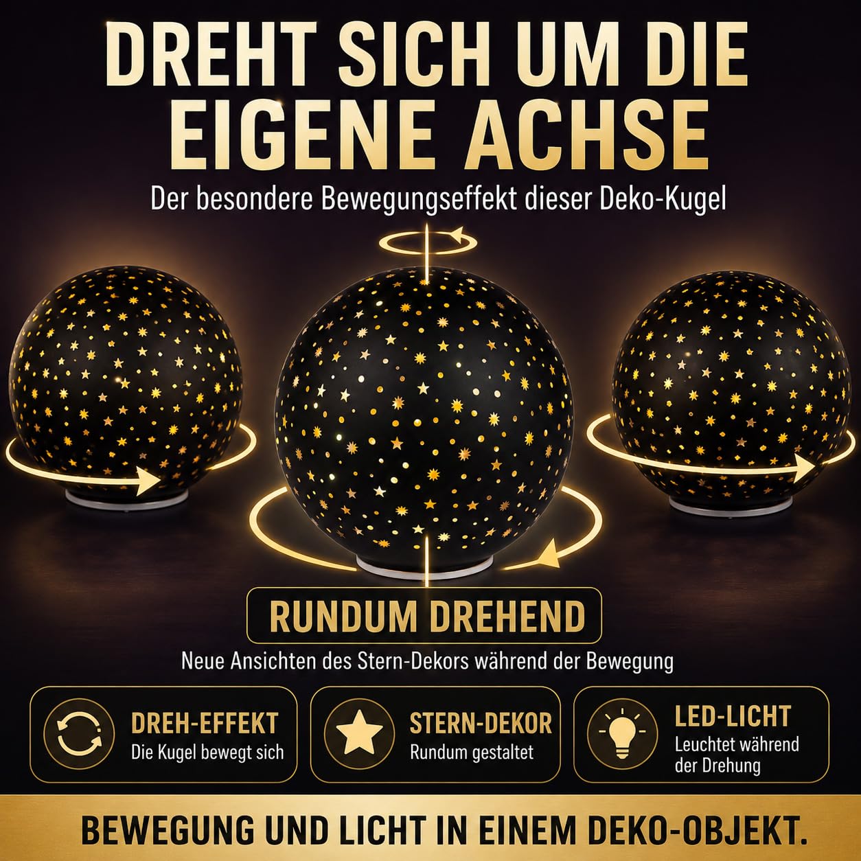 formano Dekoracyjna kula LED obracana z timerem 6 h/18 h, szkło