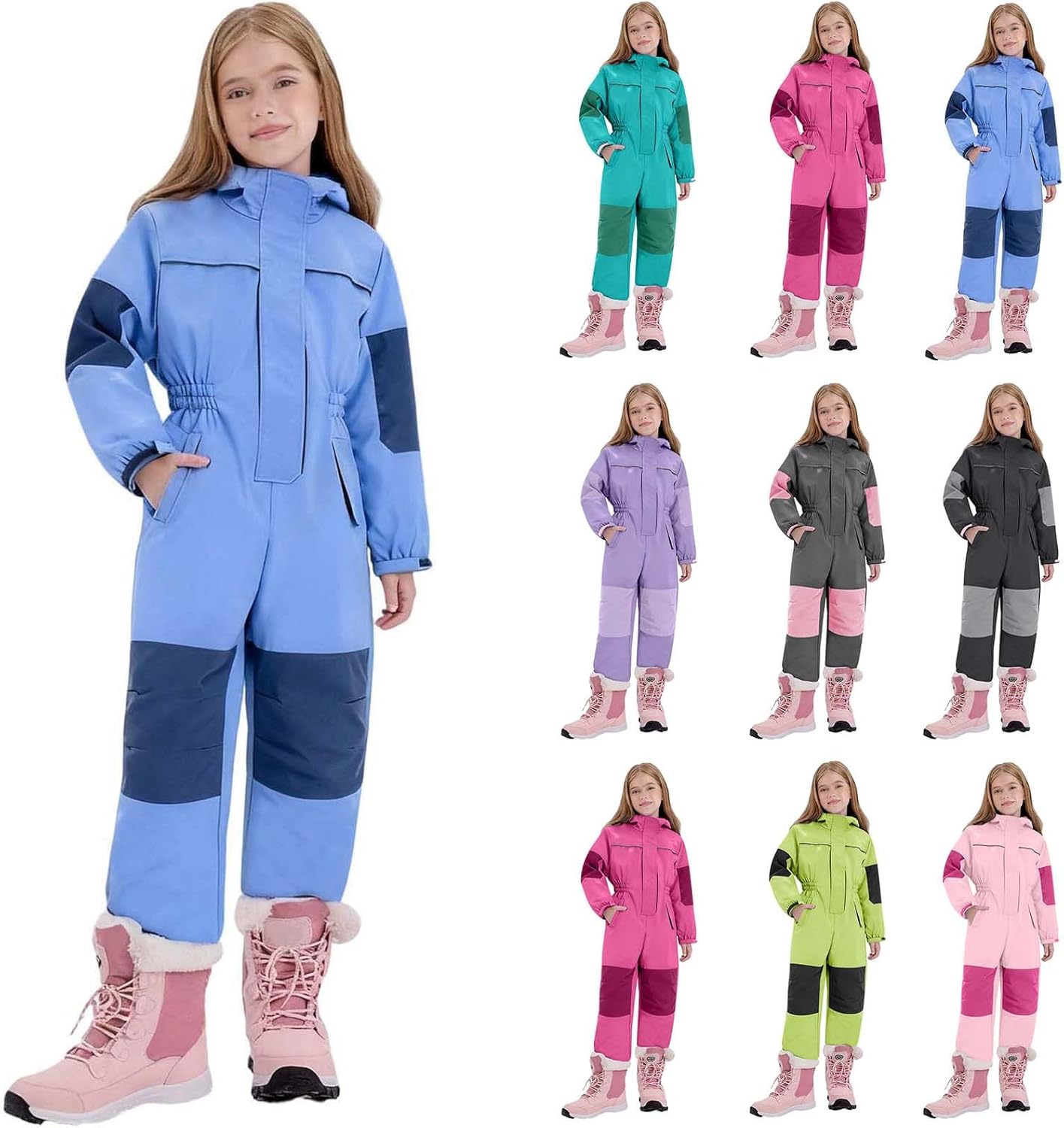 Kids Snow Suit Boys Girls One Piece Snowsuit Waterproof Windproof Overalls Winter Warm Outdoor Snowboarding Ski Suits