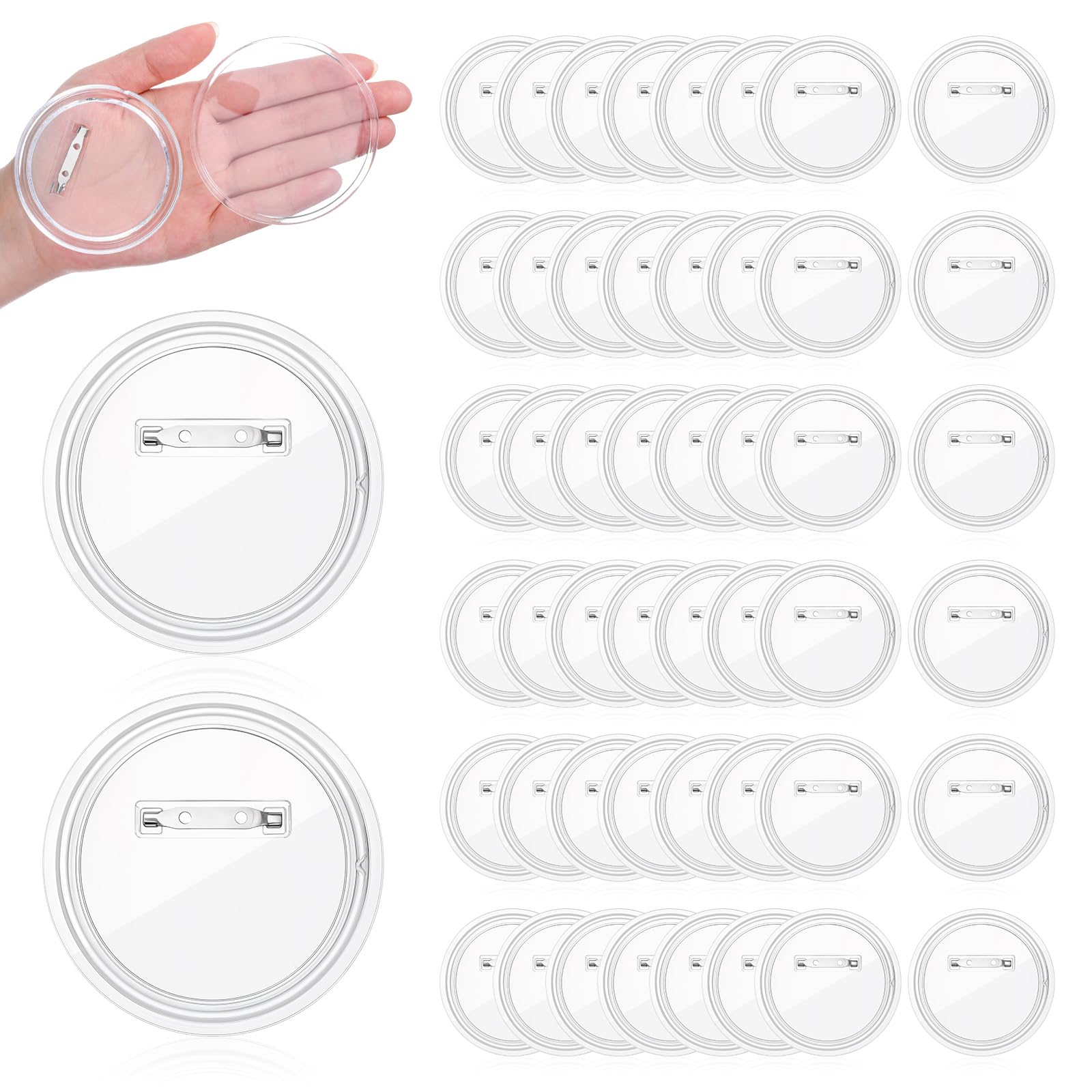 Badge acrylique vierge 7,6 cm : lot de 50 boutons transparents pour loisirs créatifs