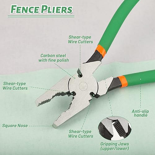 Miniatura 3 de SPEEDWOX Alicates de Valla de Nariz Cuadrada de Servicio Pesado de 10" - Herramienta Multipropósito de Alta Palanca para Cerca de Eslabones de