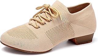 ZYXNYGV Women's Dance Shoes Closed Toe Lace-up Split-Sole Standard Practice Social Salsa Ballroom Latin Jazz Beginner Teac