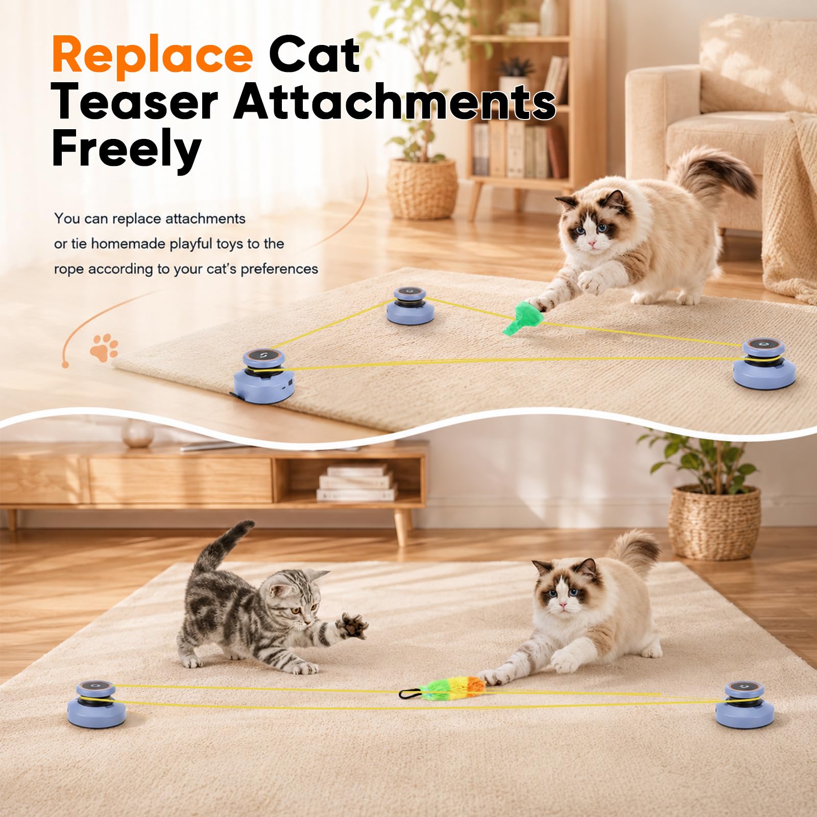 Katzenspielzeug, Selbstbeschäftigung Aufladbare Elektrisch Cat Toys Interaktives Intelligenzspielzeug Katzenspielzeug Satz Katzen Geschwindigkeit Einstellbar Katzenlaufband (A)