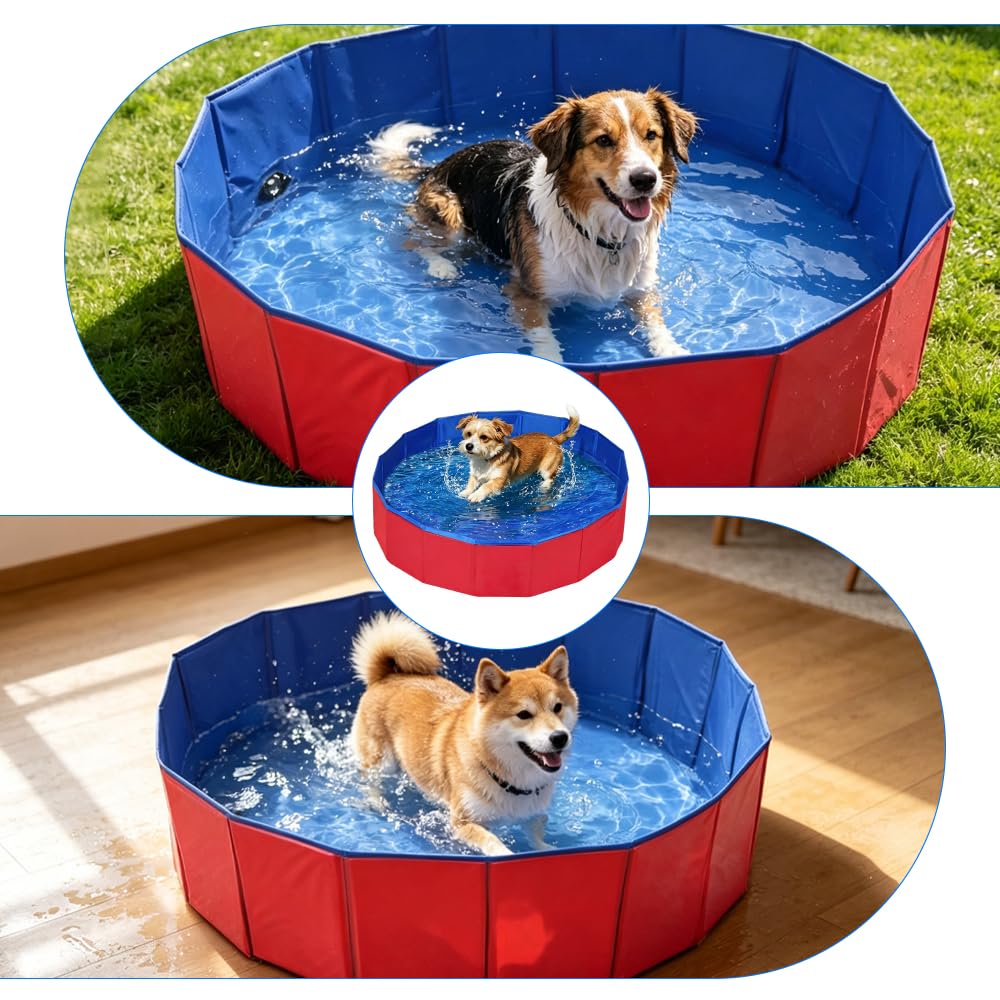 Piscina per cani, 80 x 30 cm, pieghevole, con valvola di scarico, antiscivolo, per cani di piccola taglia, gatti