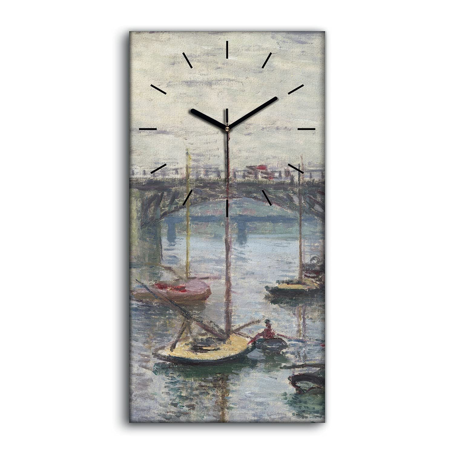 Horloge sur Toile Art Mural Salon Moderne Tableau Pont à Argenteuil 30x60cm