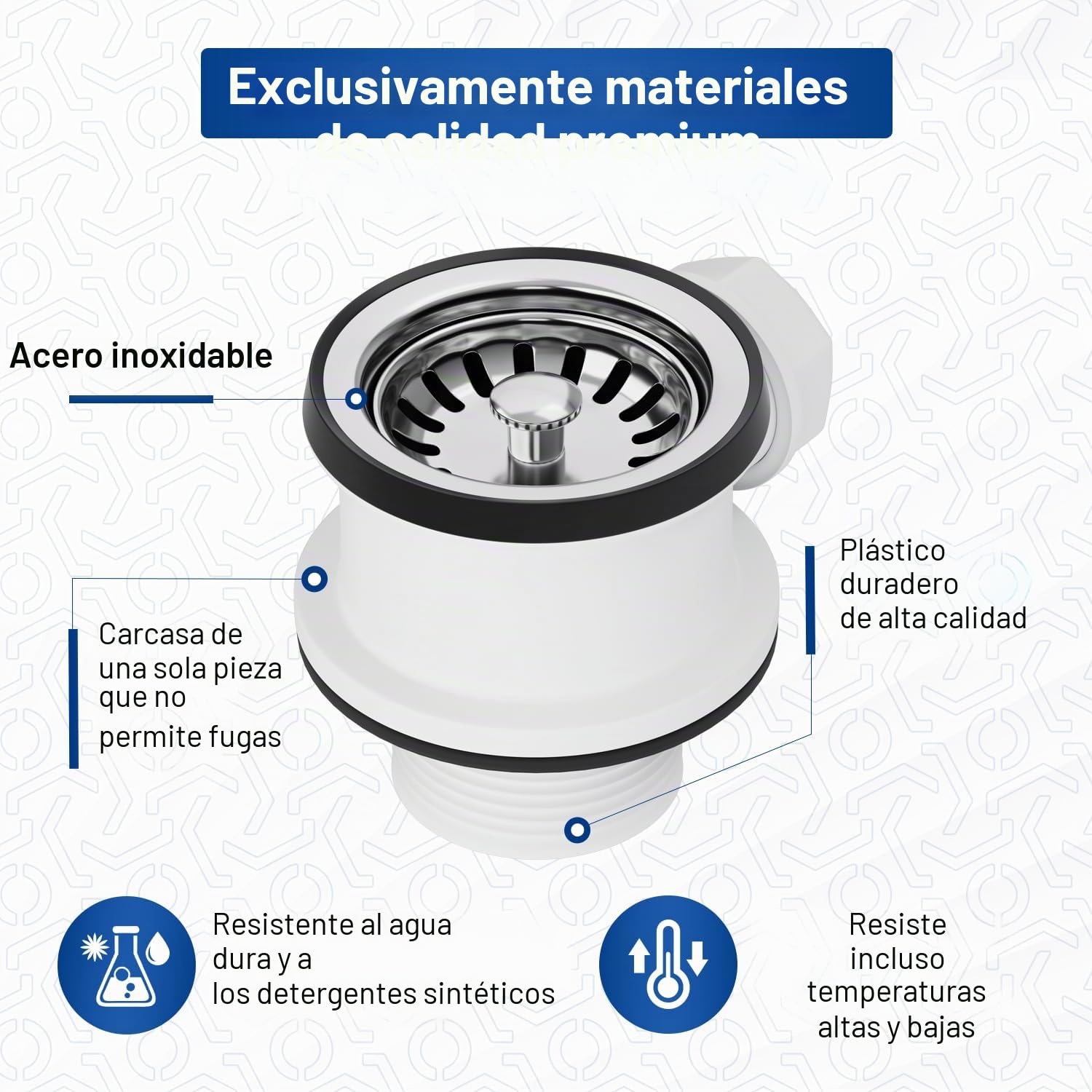VIOKS Válvula de cesta de 70 mm con juego de desagüe de 1 pulgada para fregadero con rebosadero - Válvula de cesta para fregadero de cocina, juego de desagüe para fregadero de cocina