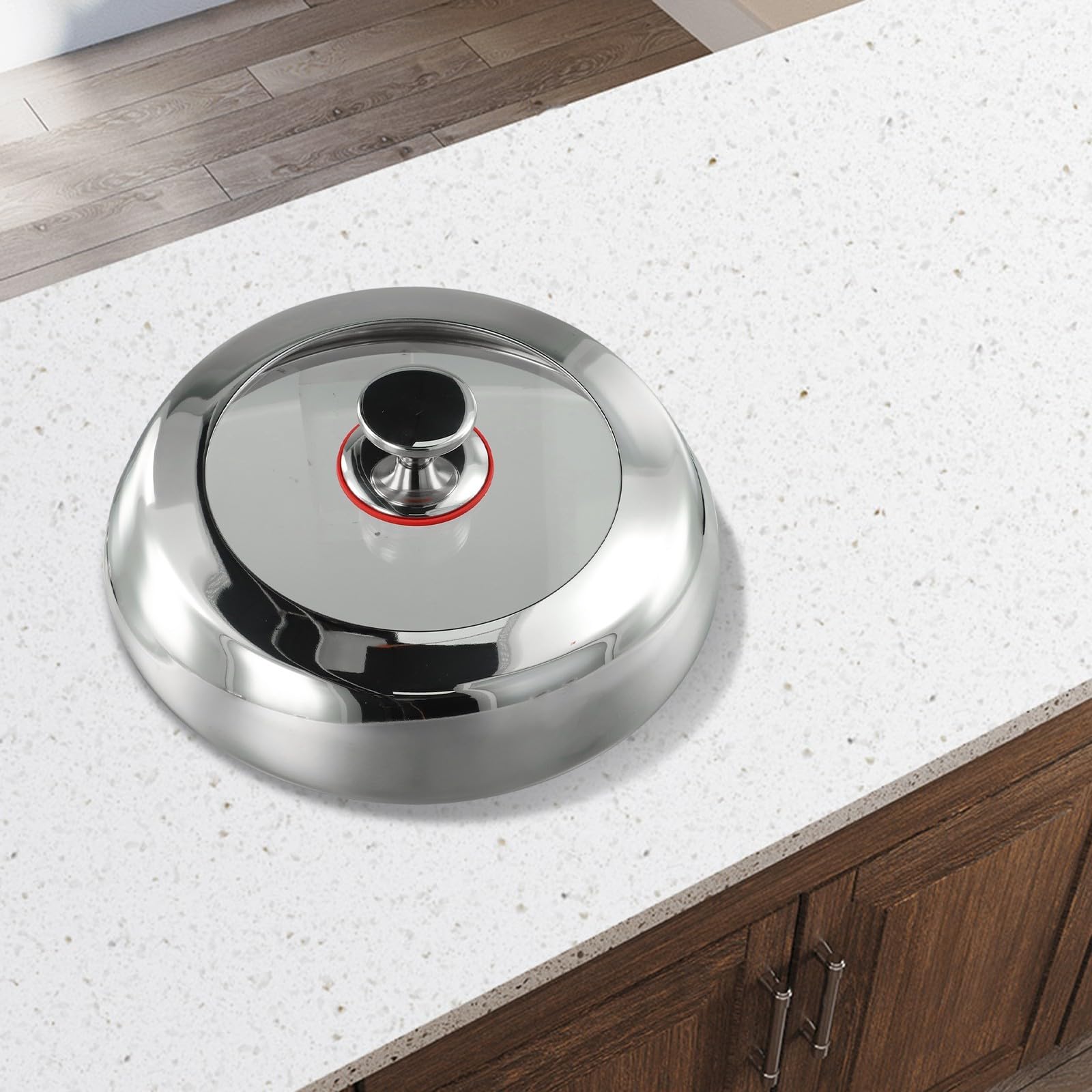 Coperchio in acciaio inossidabile 304 con finestra visiva in vetro temperato, manico in silicone resistente al calore, prese d'aria anti-fuoriuscita, per pentole e wok da 28 cm e 30 cm