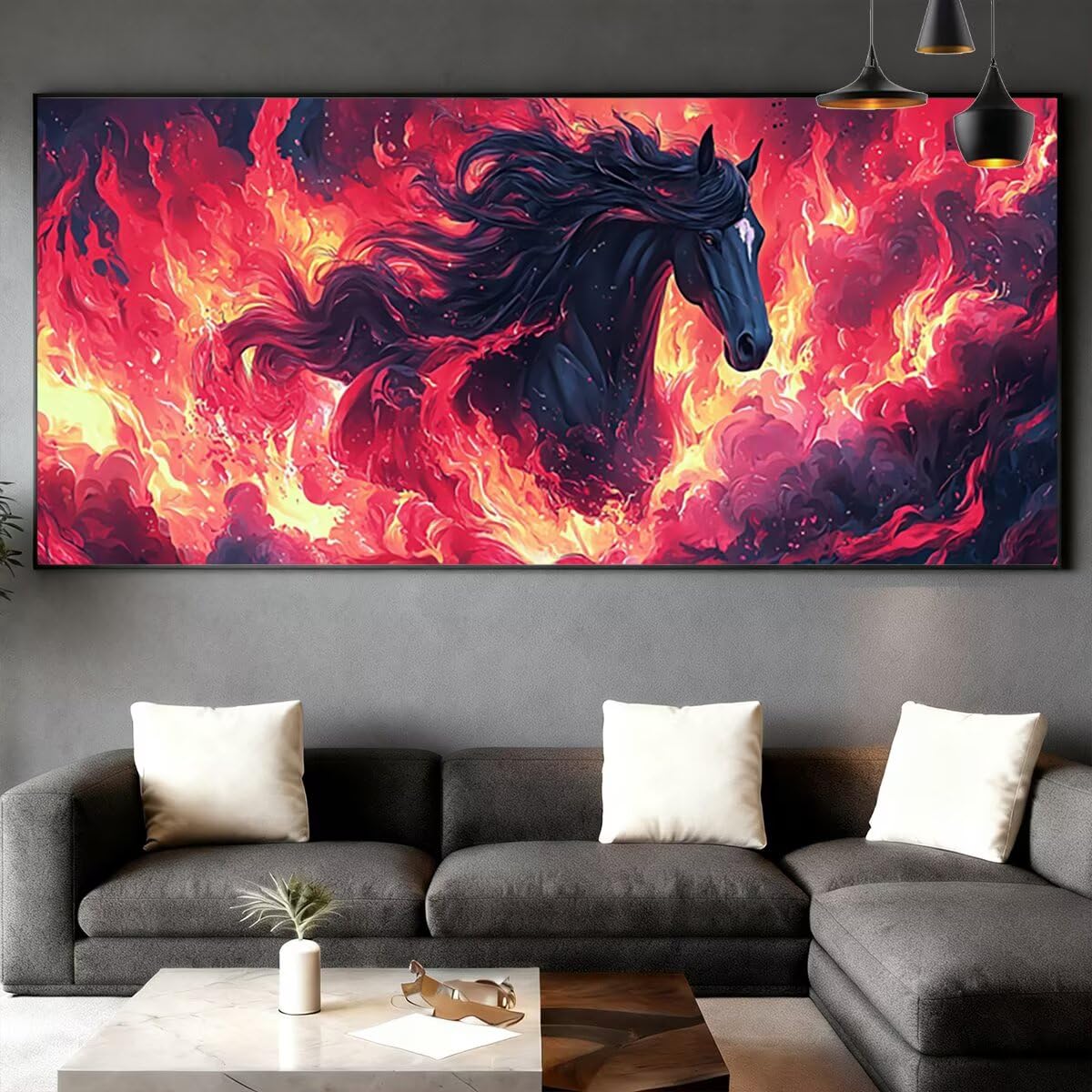 Obraz diamentowy duży rozmiar 180 x 70 cm, koń diamentowy obraz kompletny zestaw, DIY dla dorosłych, diamentowe malowanie zestawy do dekoracji domu (sen) wzór S-81