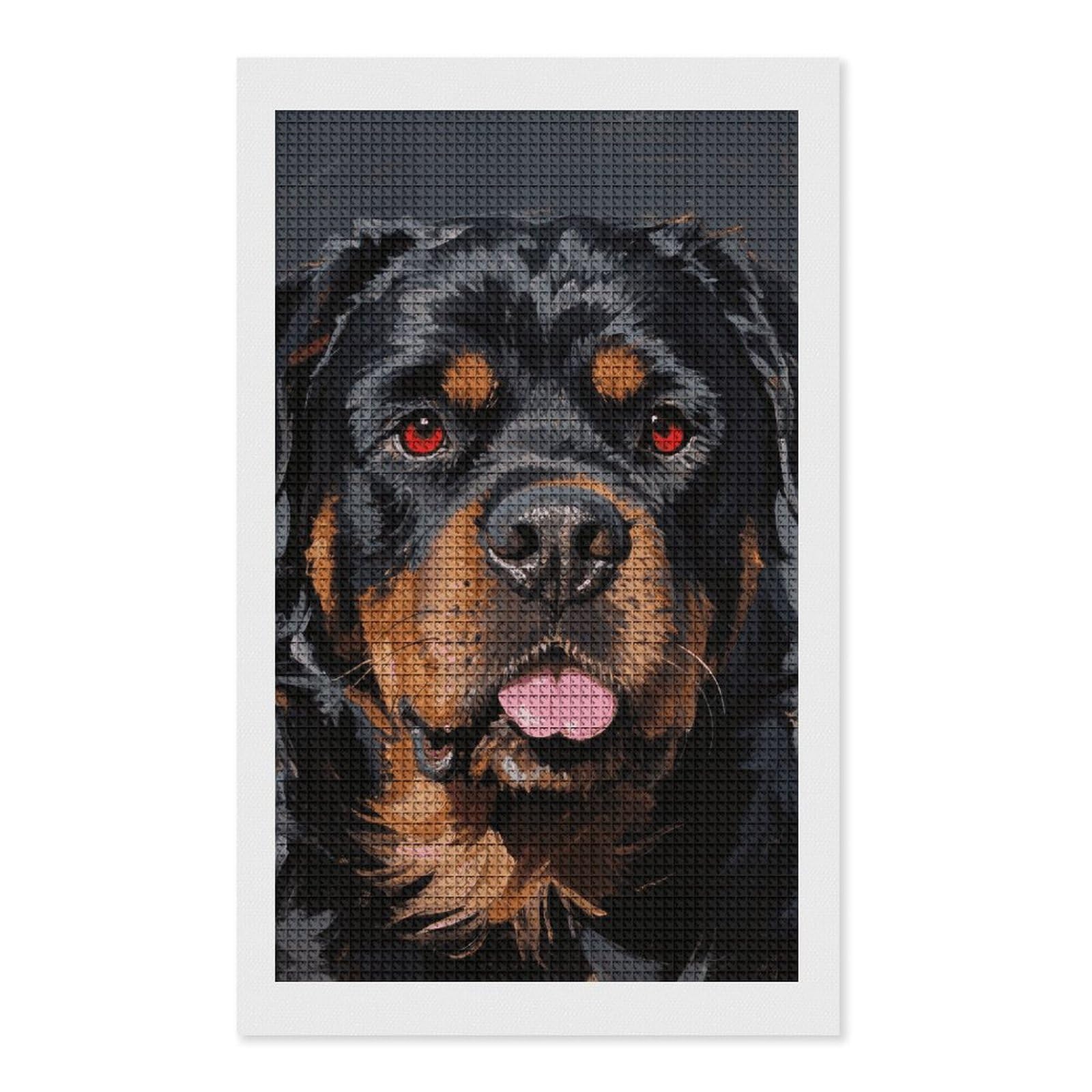 FodPand Cool Rottweiler Dog 5D Diamond Painting Kits for Adults Beginners Full Drill Square Diamond Dots Pictures Gem Art Supplies for Home Wall Room Decoration DIY Craft Set Gift 12x20