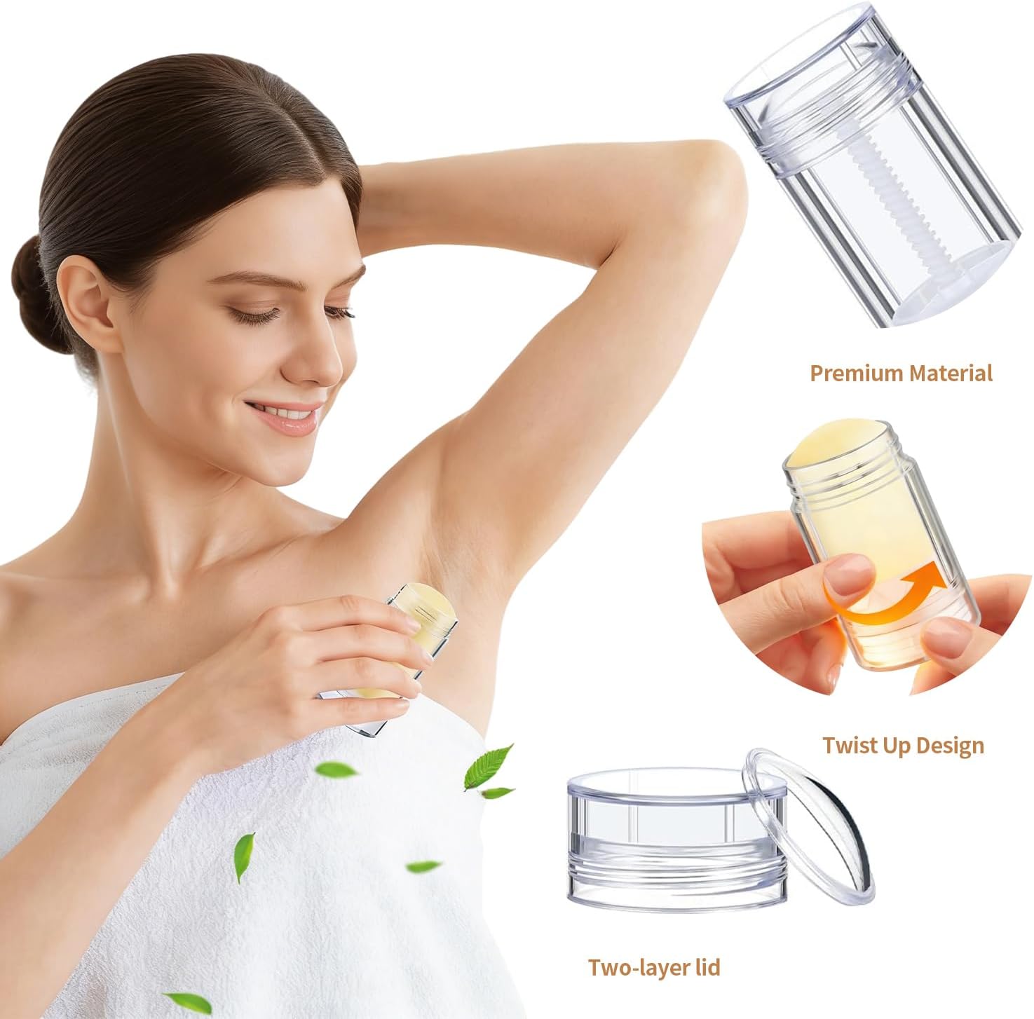 30 Pieces Deodorant Tubes Empty Deodorant Containers Deodorant Bottles Refillable Bottles Bottomfill Round Lip Balm Tubes for DIY Lipstick Crayon Chapstick, 30ml