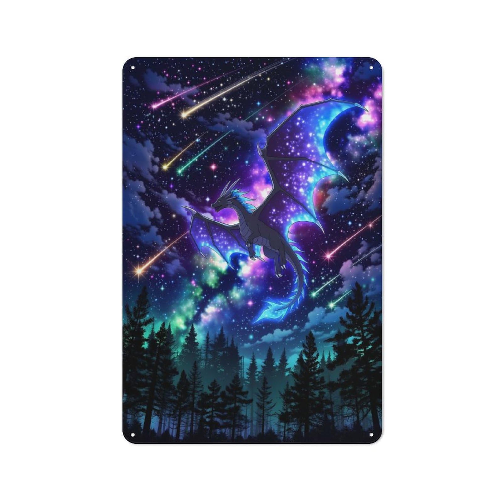Junmoney Style-10 For Lounge Or Reading Corner, Celestial Night Dragon Vintage Metal Sign 30X20cm, For Collectors Decorating Lounges And Reading Corners