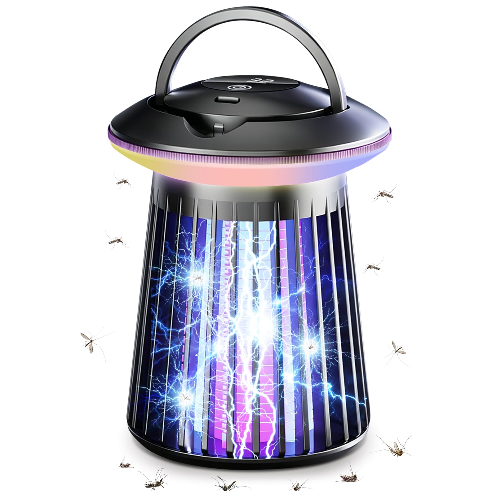 Bug Zapper Outdoor Indoor, 4-in-1 2000V Electric Mosquito Zapper with 2000mAh Battery, USB Charging, Low Noise, Portable Cordless Insect Zapper for Home Patio Kitchen Backyard Garden Porch - 1