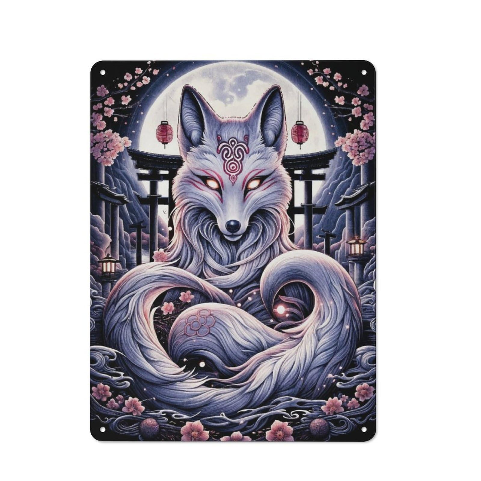 Junmoney Kitsune Spirit Wolf Country Country Metal Sign 40X30cm, Farmhouse Wall Decor For Farmhouse Kitchen, Pantry Or Dining Area