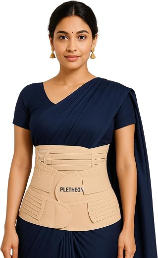 PLETHEON 3-in-1 Postpartum Abdominal Belt for Women – Belly, Waist & Pelvis Support | Post Pregnancy Recovery Belt | Maternity Tummy Wrap for Slimming & Back Pain Relief (Beige)