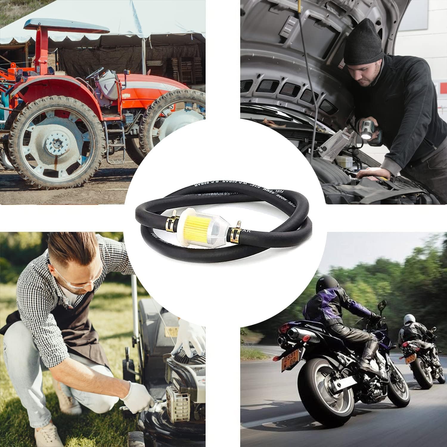 Kit Tubo Benzina 6mm - 2m Con 2 Filtri E 10 Fascette, Per Moto, Auto E Decespugliatori - Foto 2