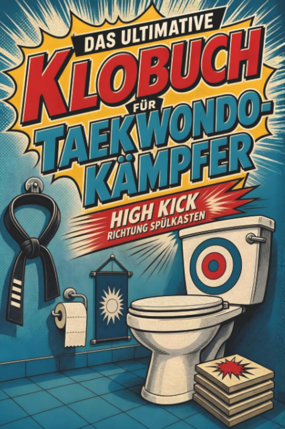 Das ultimative Klobuch für Taekwondo-Kämpfer: High Kick Richtung Spülkasten. Lustiges Geschenk für Taekwondo-Kämpfer, High Kicks und schwarzer Gürtel