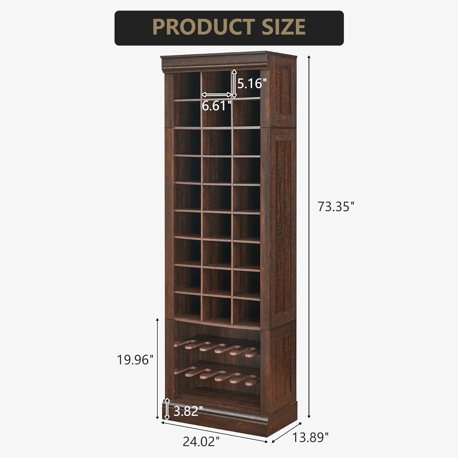 GarveeHome 10-Tier Shoe Storage Cabinet, Tall Shoe Rack with 30 Cubbies, Freestanding Entryway Shoe Organizer for Entryway, Living Room, Brown