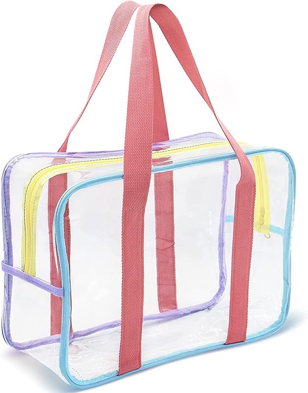 Necessaire transparente SxoSyo com alça, tamanho grande, Rainbow