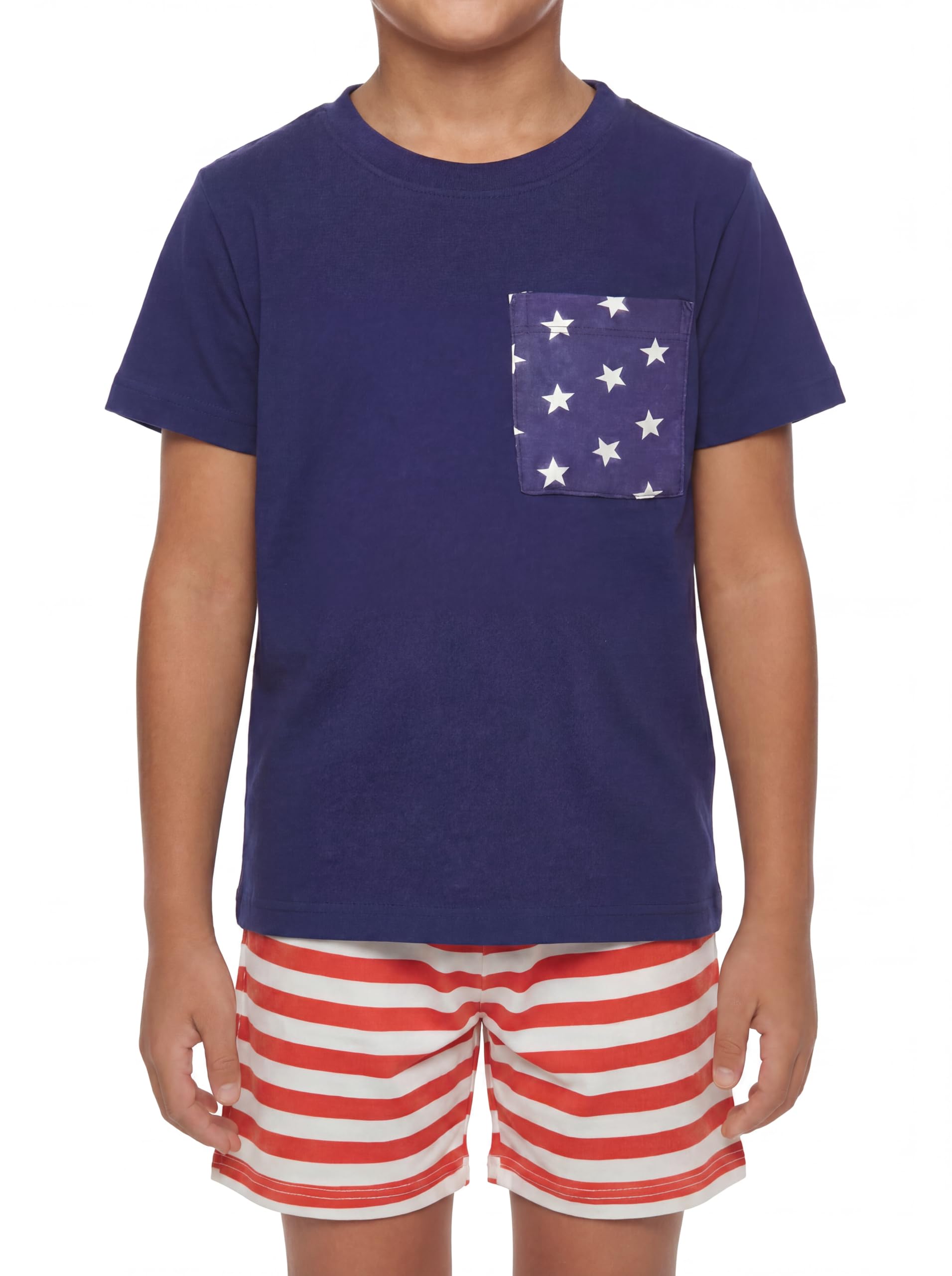 Boys 2pc Shorts Set Outfit Short Sleeve Shirt with Classic Applique Print and Shorts