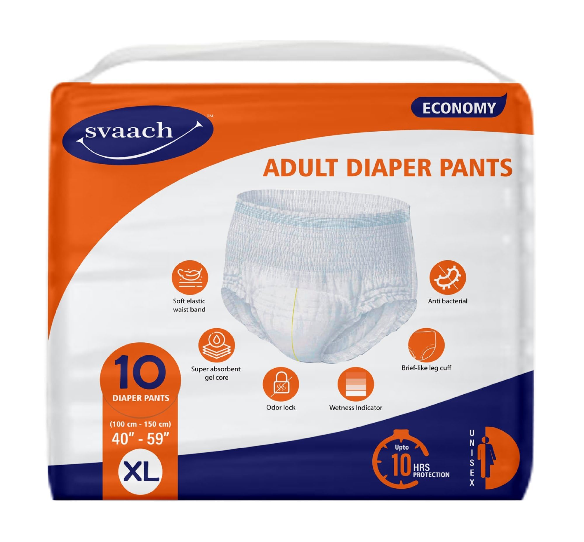 Svaach Unisex Adult Diapers-Pants Style-10 Count (Xl)-Anti-Bacterial With Wetness Indicator-image-41
