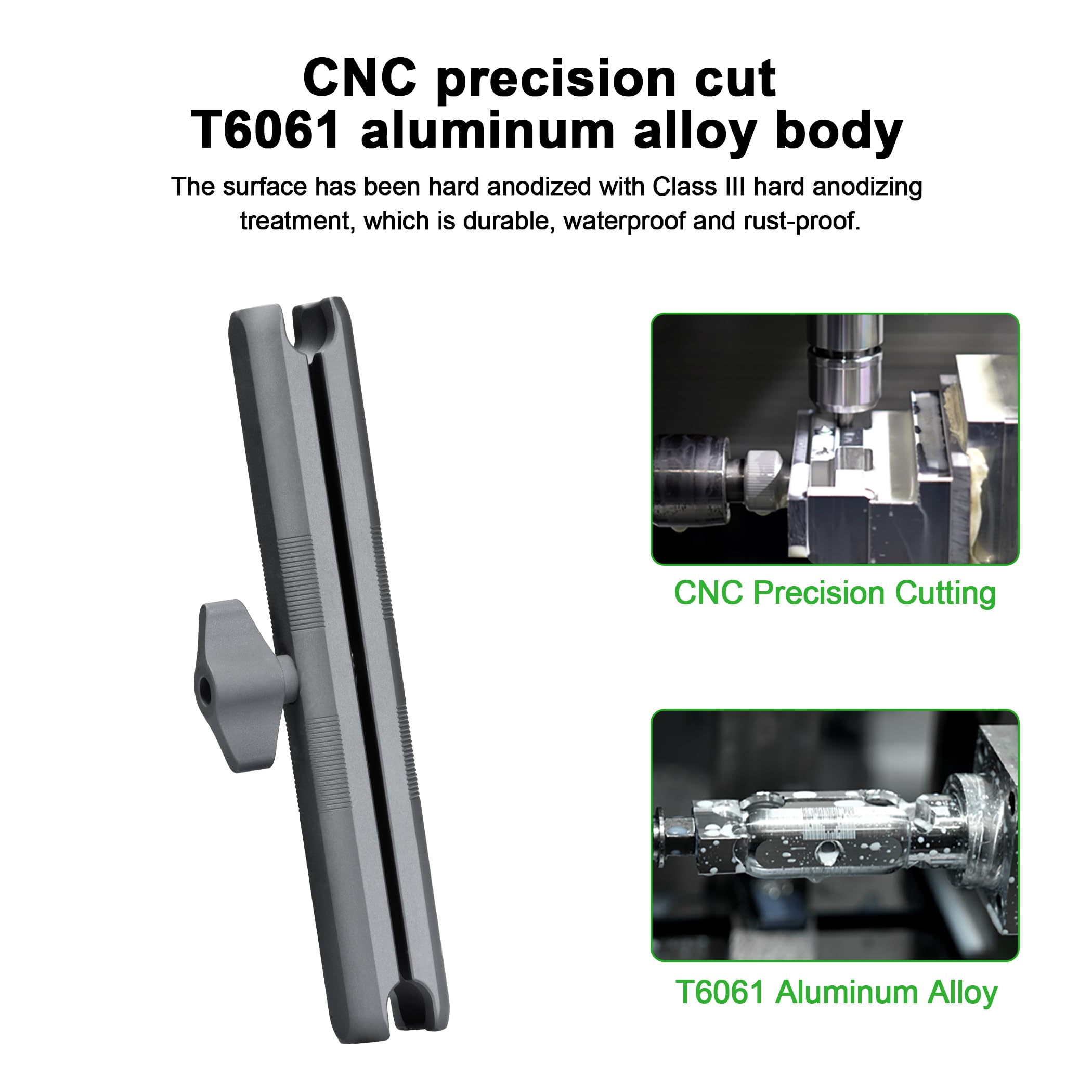 FANAUE Brazo de cabeza esférica de aluminio de 17 mm solo soporta conexiones de adaptador de cabeza de bola de 17 mm compatible con soporte RAM de bola de 17 mm y soporte de teléfono para motocicleta,