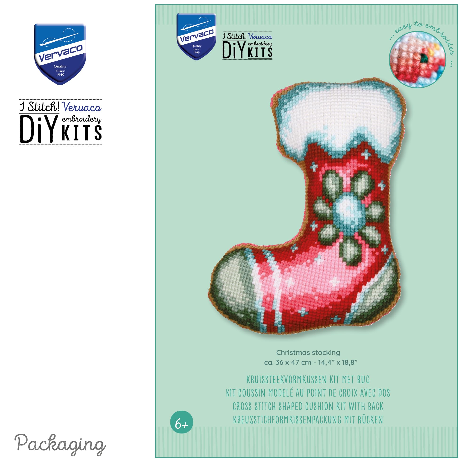 Vervaco Kit Cuscino Punto Croce Con Schienale NATALESet Ricamo Principianti Cuscini Gobelin ca. 36 x 47 cm Accessori Per Lavoretti Creativi DIY Casa Decor Hobby Adulti Cross Stitch