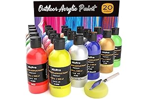 Nicpro 20 Colors Acrylic Paint Set: Premium Outdoor Cement Paint for Concrete Surfaces