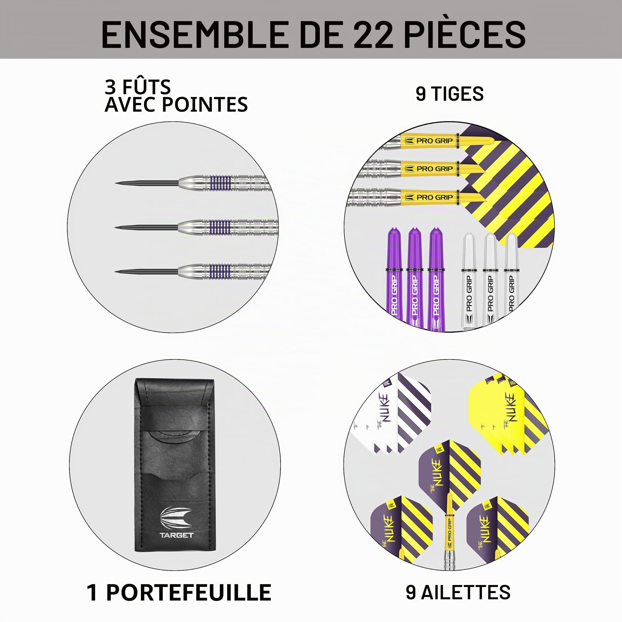 Target Darts Luke Littler 80% Jeu de fléchettes à Pointe en Acier Tungstène, 21G/22G/23G | Kit D'accessoires Professionnels pour Fléchettes, Tiges Pro Grip, Ailettes Pro Ultra, Étui pour Fléchettes
