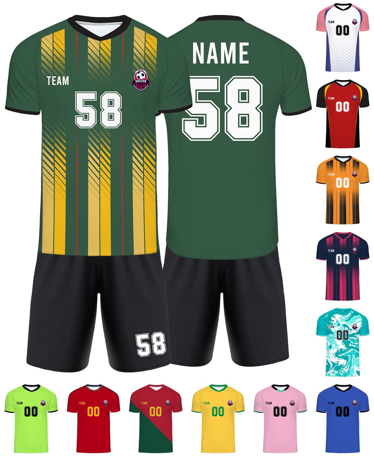 Custom Soccer Jersey Personalized Team Name Number Sports Shirt Customize Futbol Logo Jerseys for Kids Men Boys Youth