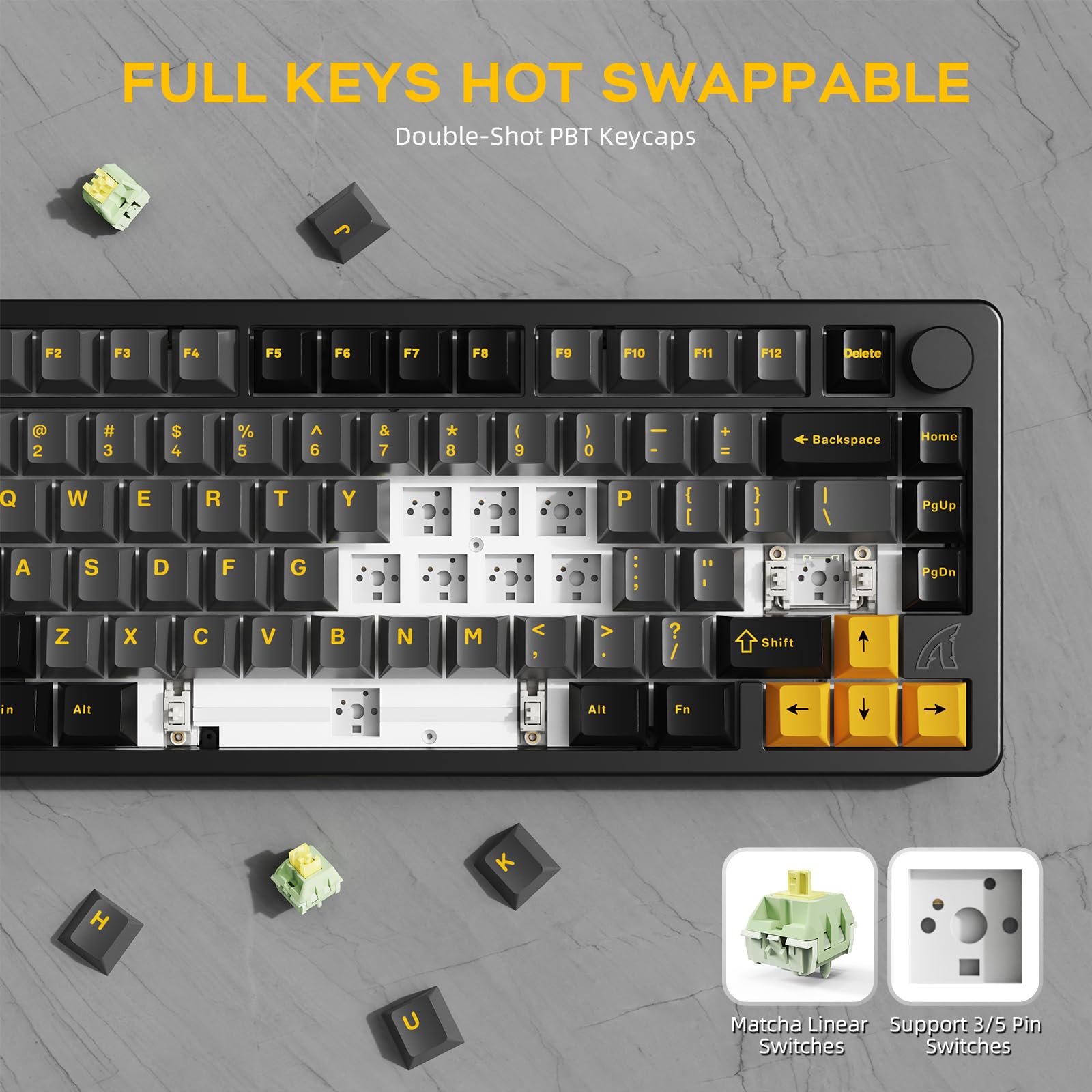 ATTACK SHARK Tastiera meccanica wireless X86, 75% tastiera da gioco interamente in alluminio CNC, guarnizione retroilluminata RGB, tastiera personalizzata hot swap con manopola, BT/2.4G/USB-C,