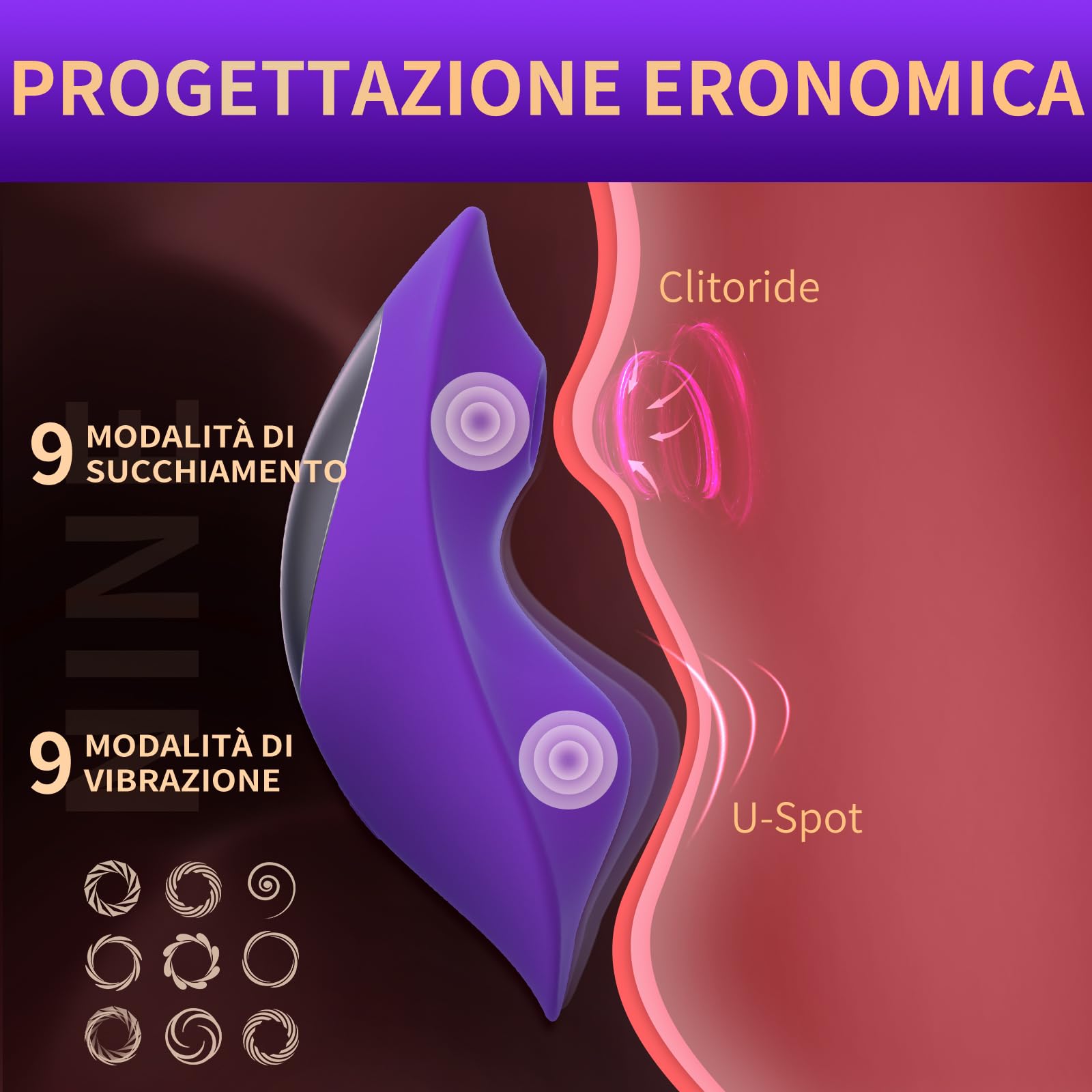 Vibratoreper Donna Punto G Squirting Sex Toys, Vibratori Farfalla Succhia Clitoride Ovetto Vibrante Telecomando 9 Modalità di Vibrazione & Succhia & APP Control Strumento muscolare-wp46