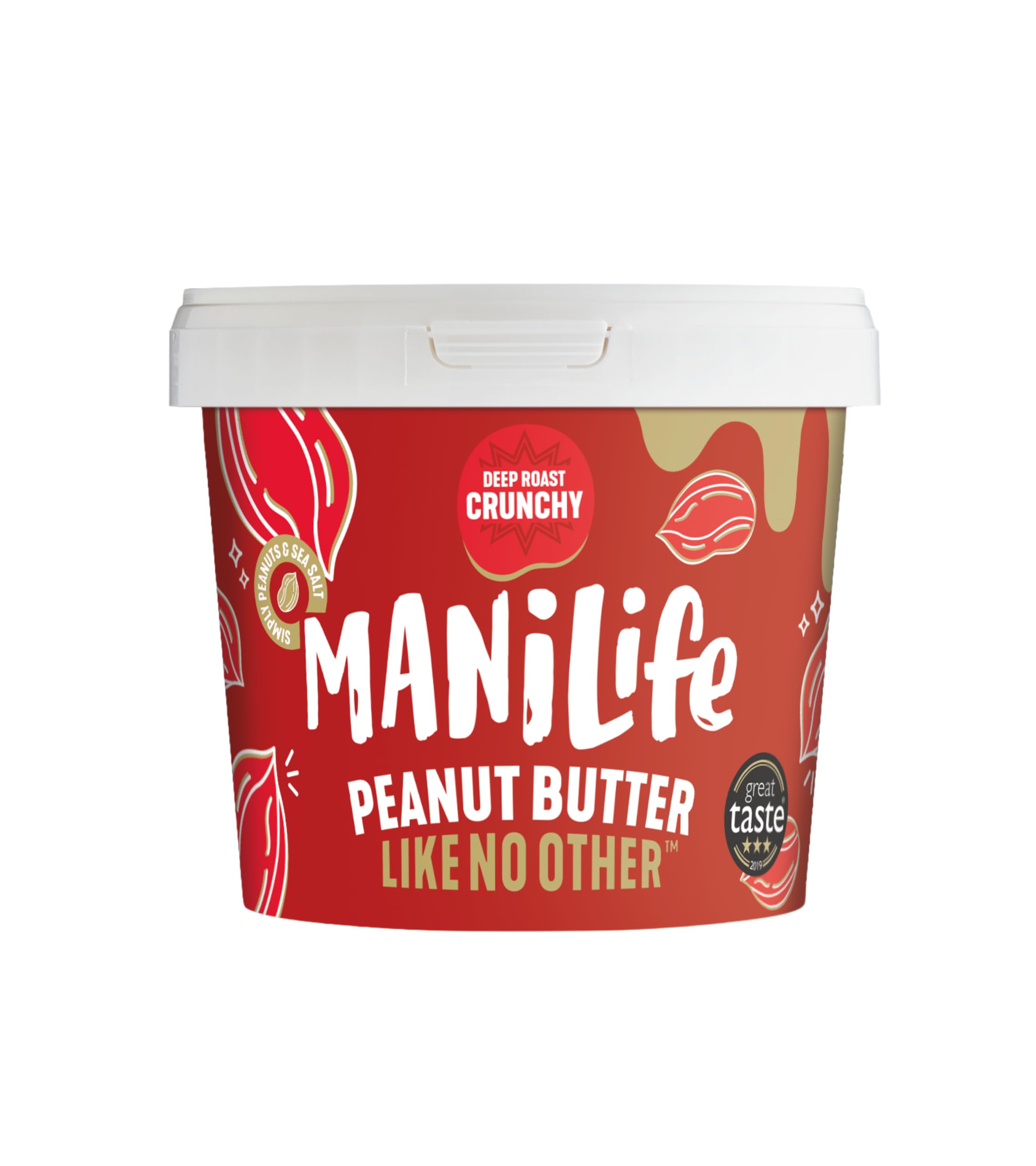 ManiLife Deep Roast Crunchy Natural Peanut Butter 900g | High Protein, No Palm Oil & No Added Sugar | Made from Single Origin Argentine Grade A Peanuts (packaging may vary)