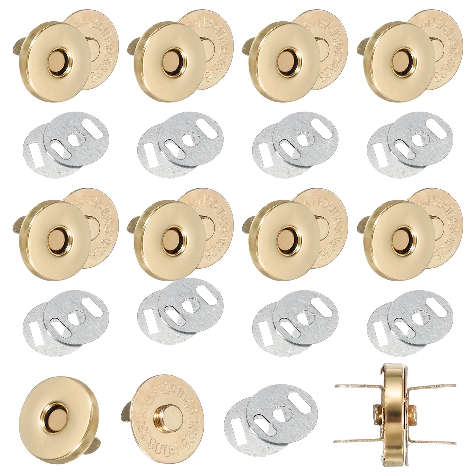 sourcing map 20 Sets Magnetic Snap Buttons, 18 mm Round Snaps Closures with Washer, Clasp Buttons Fasteners for Sewing Leather Purse Clothes DIY Craft, Rose Gold — image 1