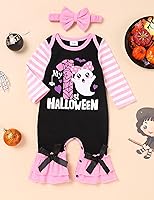 Vista 2 de TUEMOS Body de Halloween para bebé niña con diadema, primer conjunto de ropa de Halloween