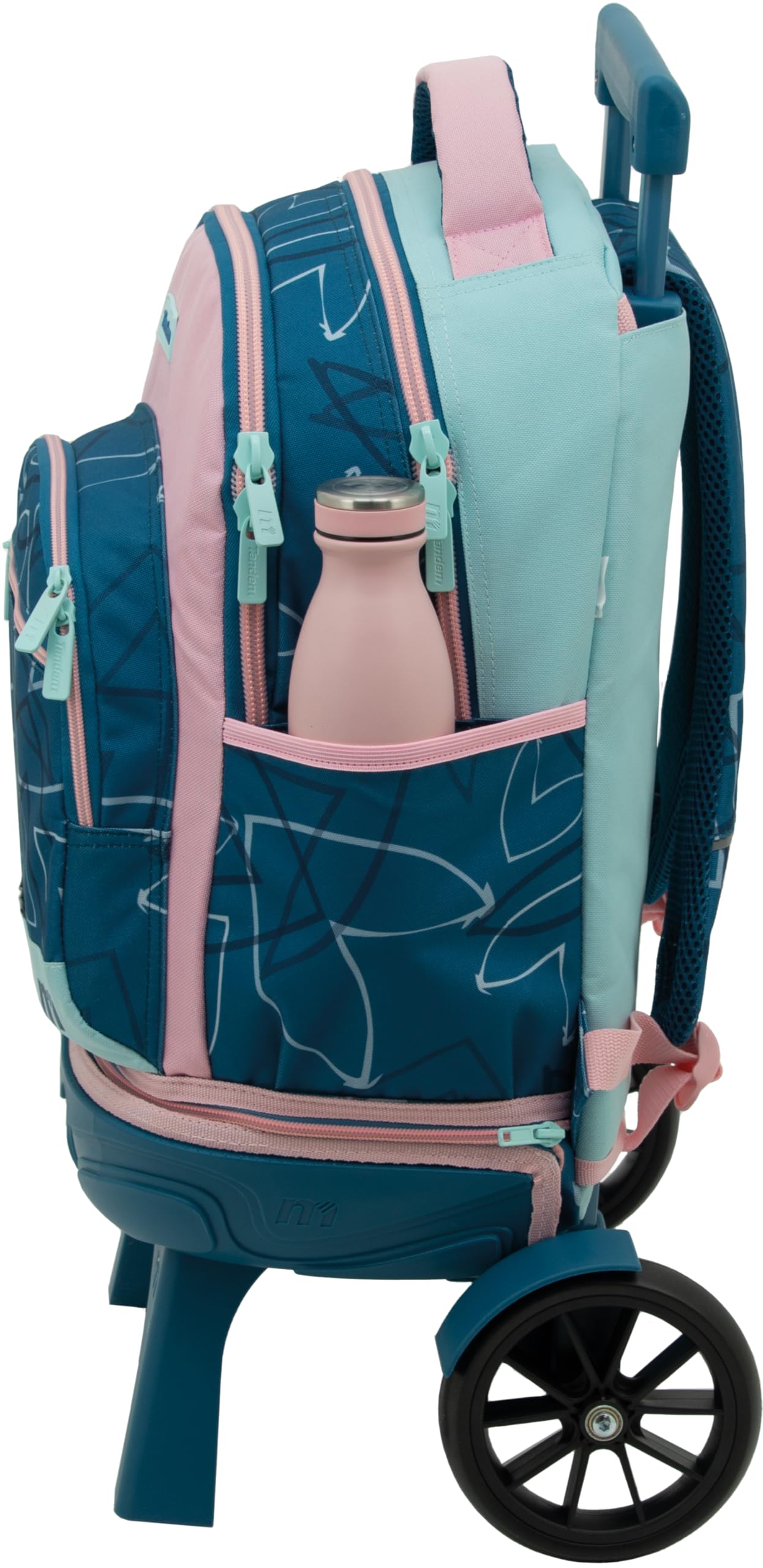 Sportandem Tandem Mochila con Carro Compacto Desmontable 35 L Azul Marino, 2 Compartimentos amplios y Ruedas silenciosas